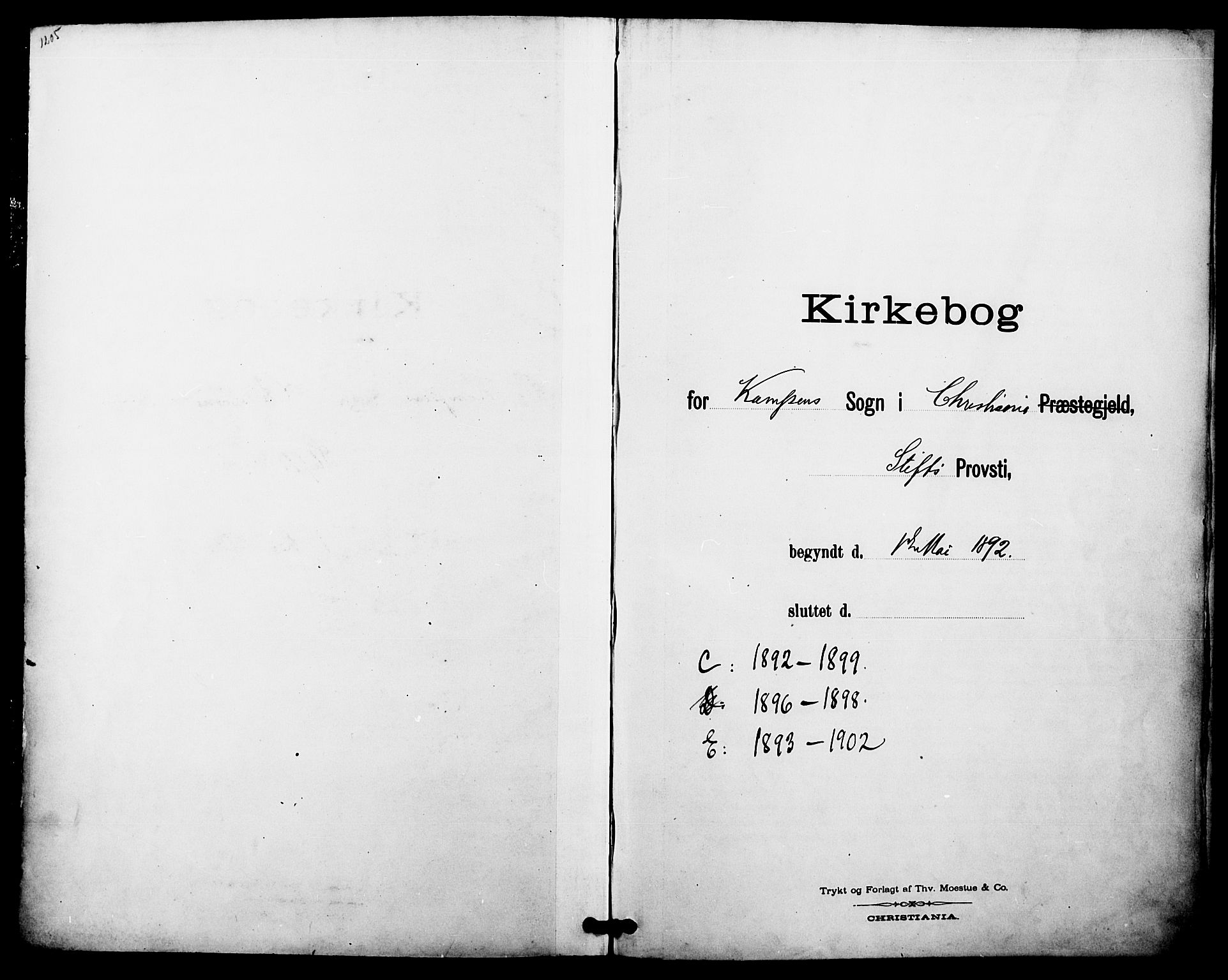 Kampen prestekontor Kirkebøker, SAO/A-10853/F/Fa/L0008: Parish register (official) no. I 8, 1892-1902