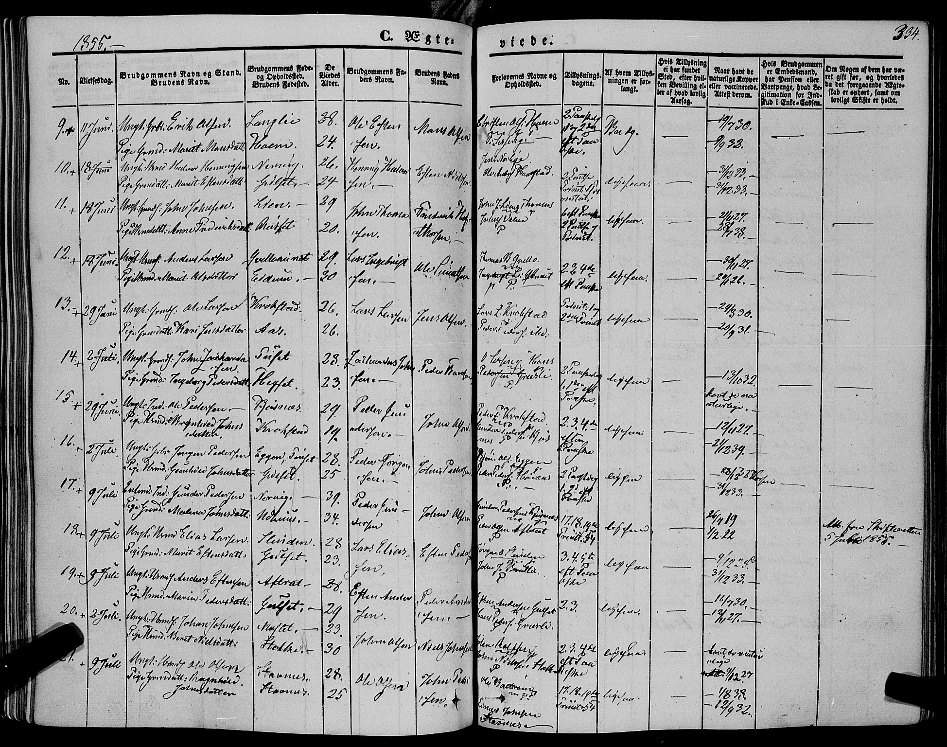 Ministerialprotokoller, klokkerbøker og fødselsregistre - Sør-Trøndelag, AV/SAT-A-1456/695/L1145: Parish register (official) no. 695A06 /1, 1843-1859, p. 334