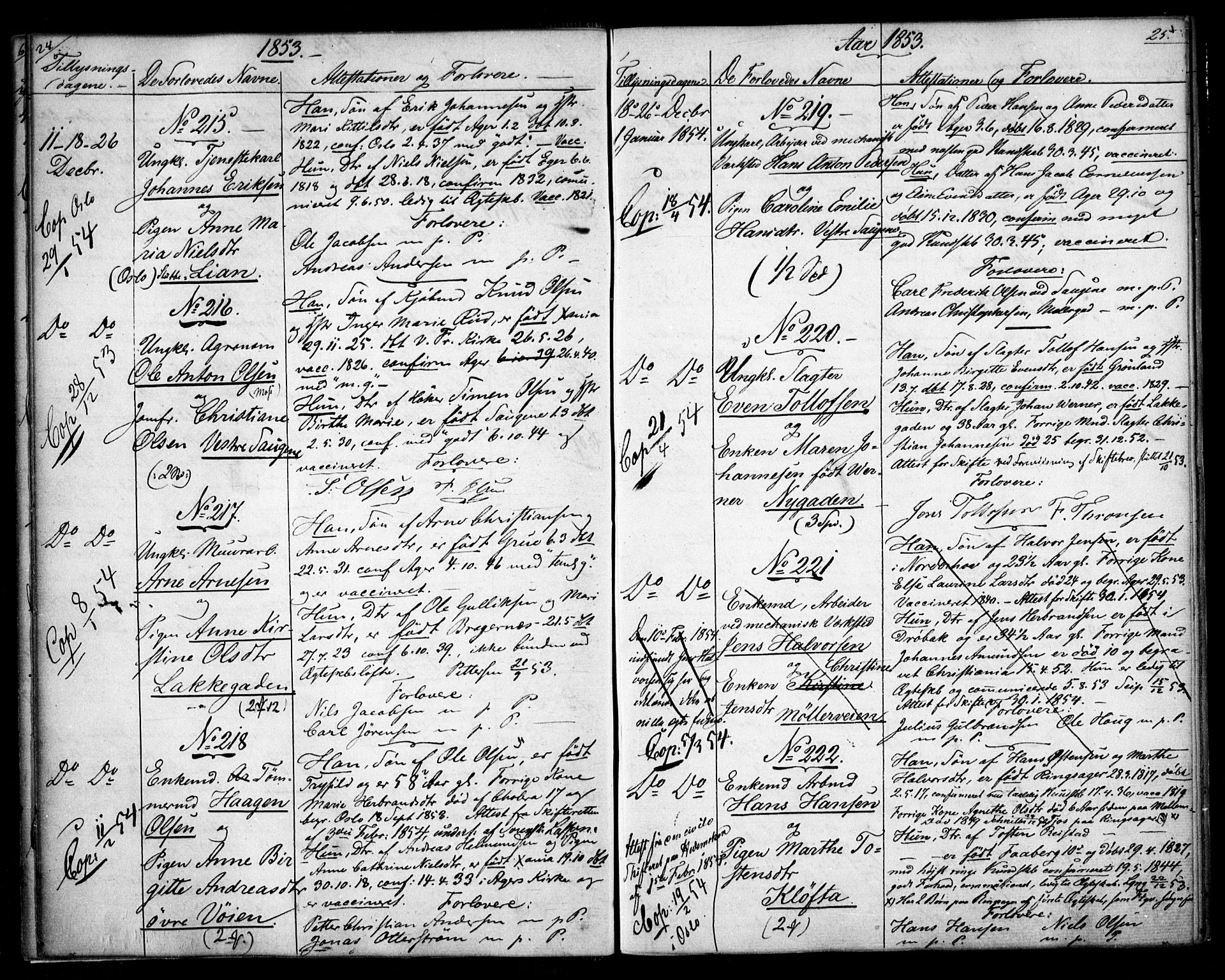 Aker prestekontor kirkebøker, AV/SAO-A-10861/H/L0005: Banns register no. 5, 1853-1864, p. 24-25
