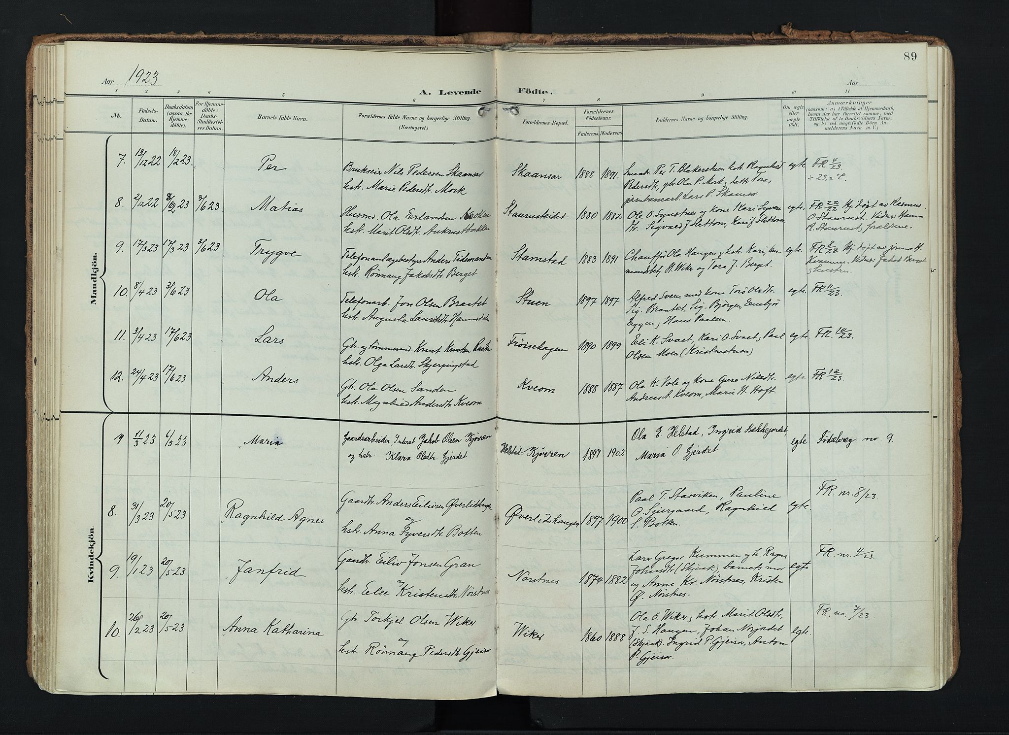 Lom prestekontor, SAH/PREST-070/K/L0010: Parish register (official) no. 10, 1899-1926, p. 89