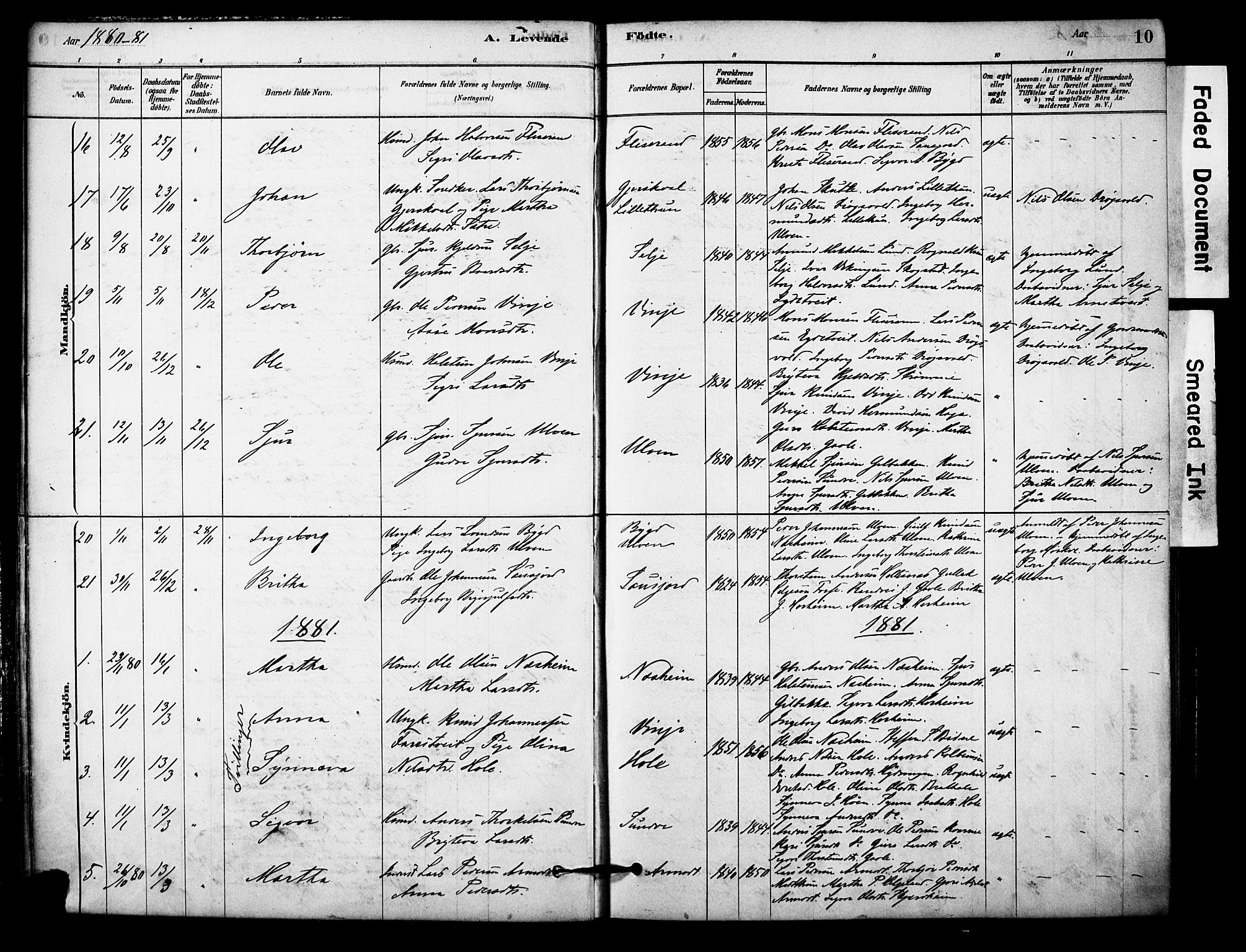 Vossestrand Sokneprestembete, AV/SAB-A-79101/H/Haa: Parish register (official) no. C 1, 1878-1903, p. 10