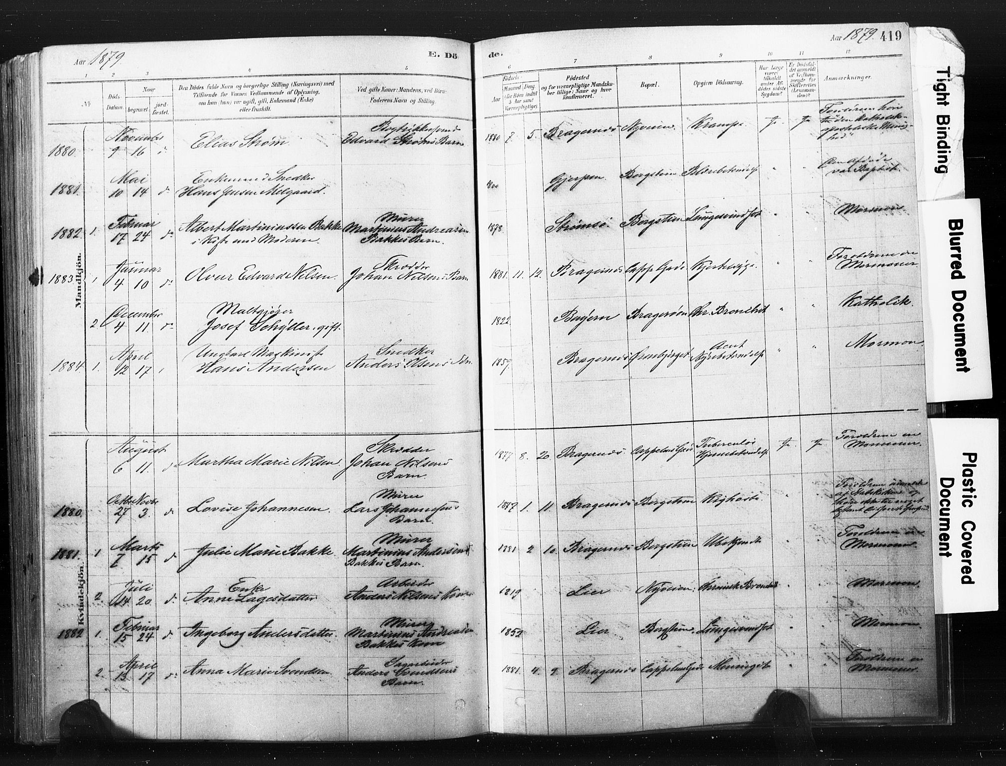 Bragernes kirkebøker, SAKO/A-6/F/Fb/L0006b: Parish register (official) no. II 6B, 1878-1885, p. 419
