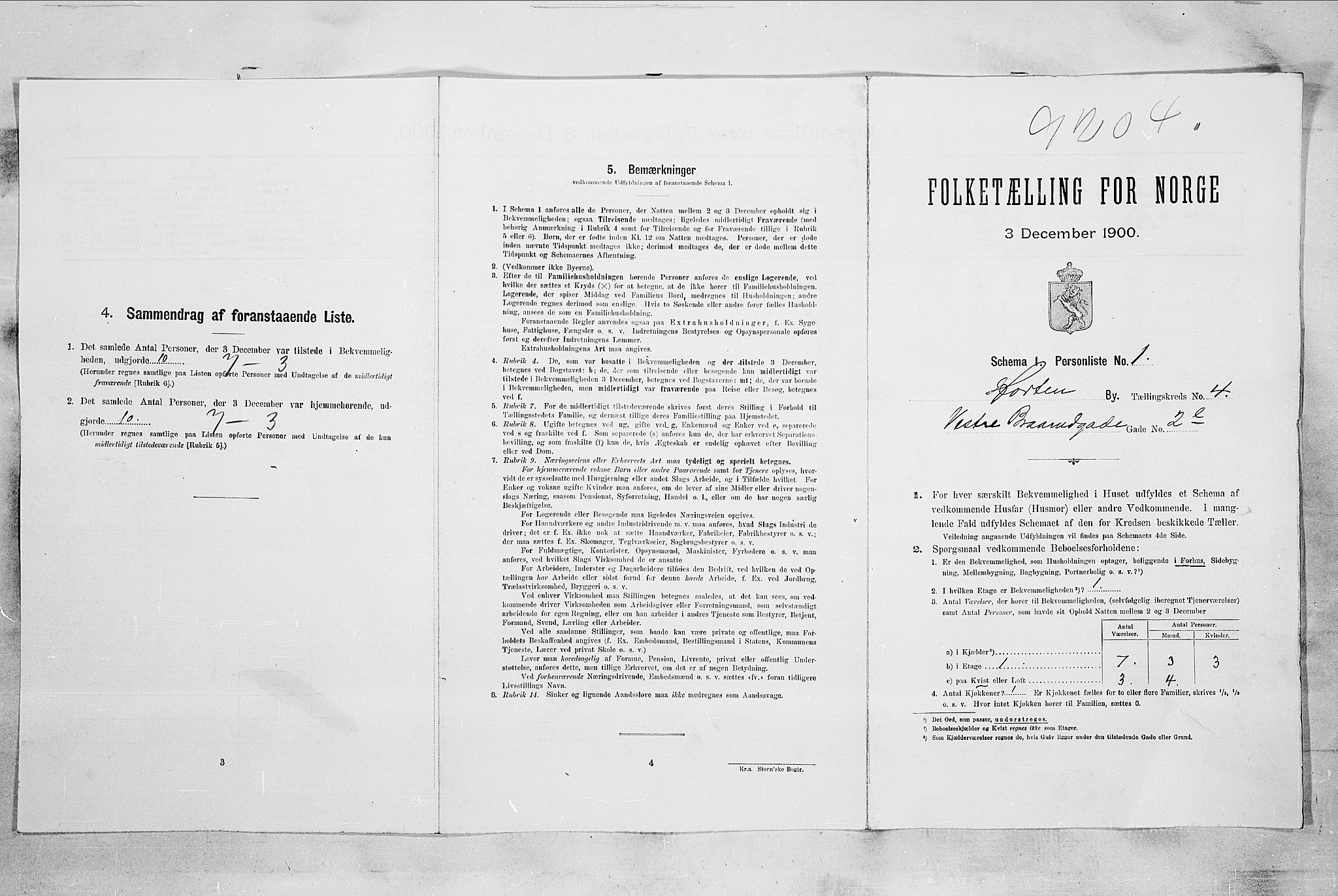 RA, 1900 census for Horten, 1900, p. 2575