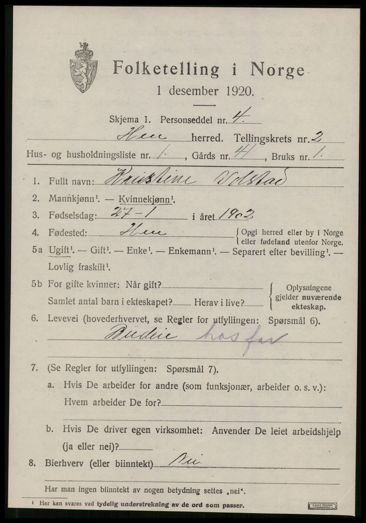 SAT, 1920 census for Hen, 1920, p. 984