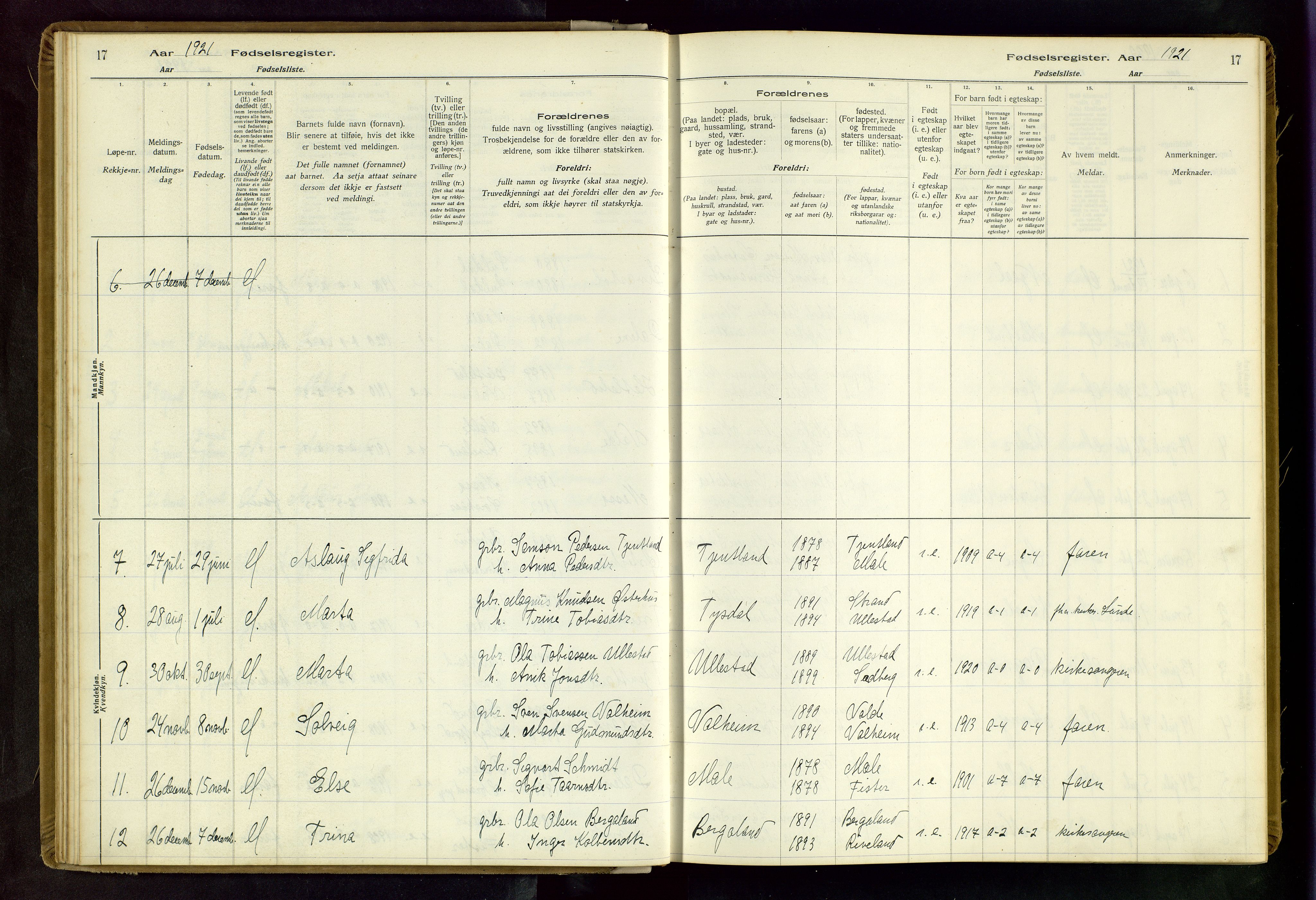 Hjelmeland sokneprestkontor, SAST/A-101843/02/B/L0004: Birth register no. 4, 1997-1997, p. 17