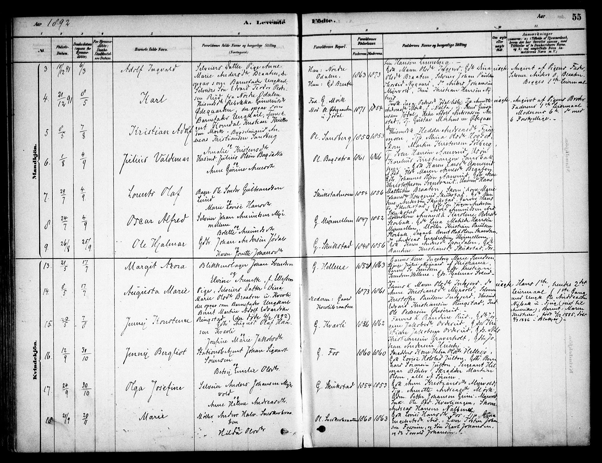 Aurskog prestekontor Kirkebøker, AV/SAO-A-10304a/F/Fb/L0001: Parish register (official) no. II 1, 1878-1909, p. 55