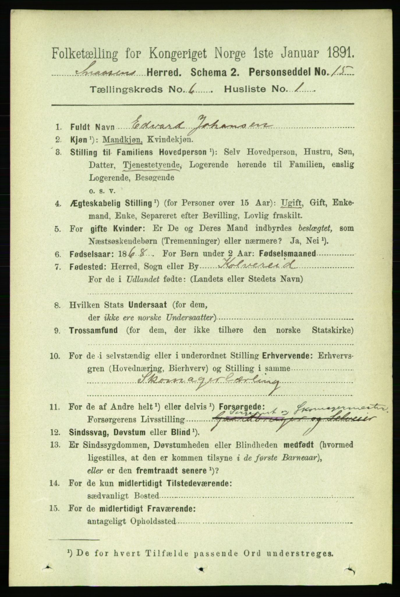 RA, 1891 census for 1736 Snåsa, 1891, p. 1900