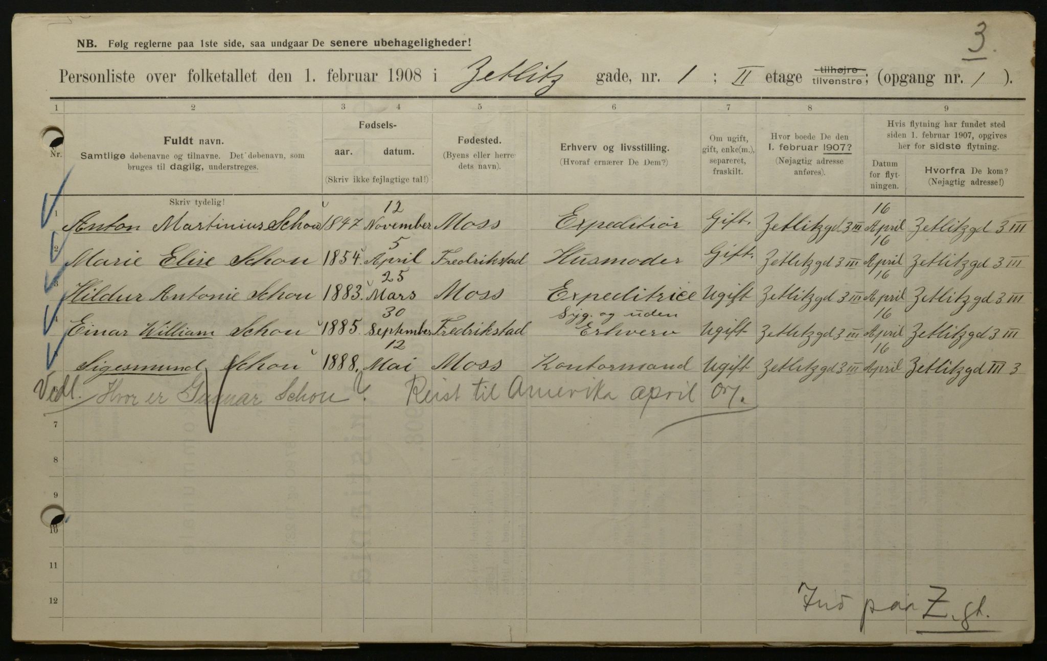 OBA, Municipal Census 1908 for Kristiania, 1908, p. 115485