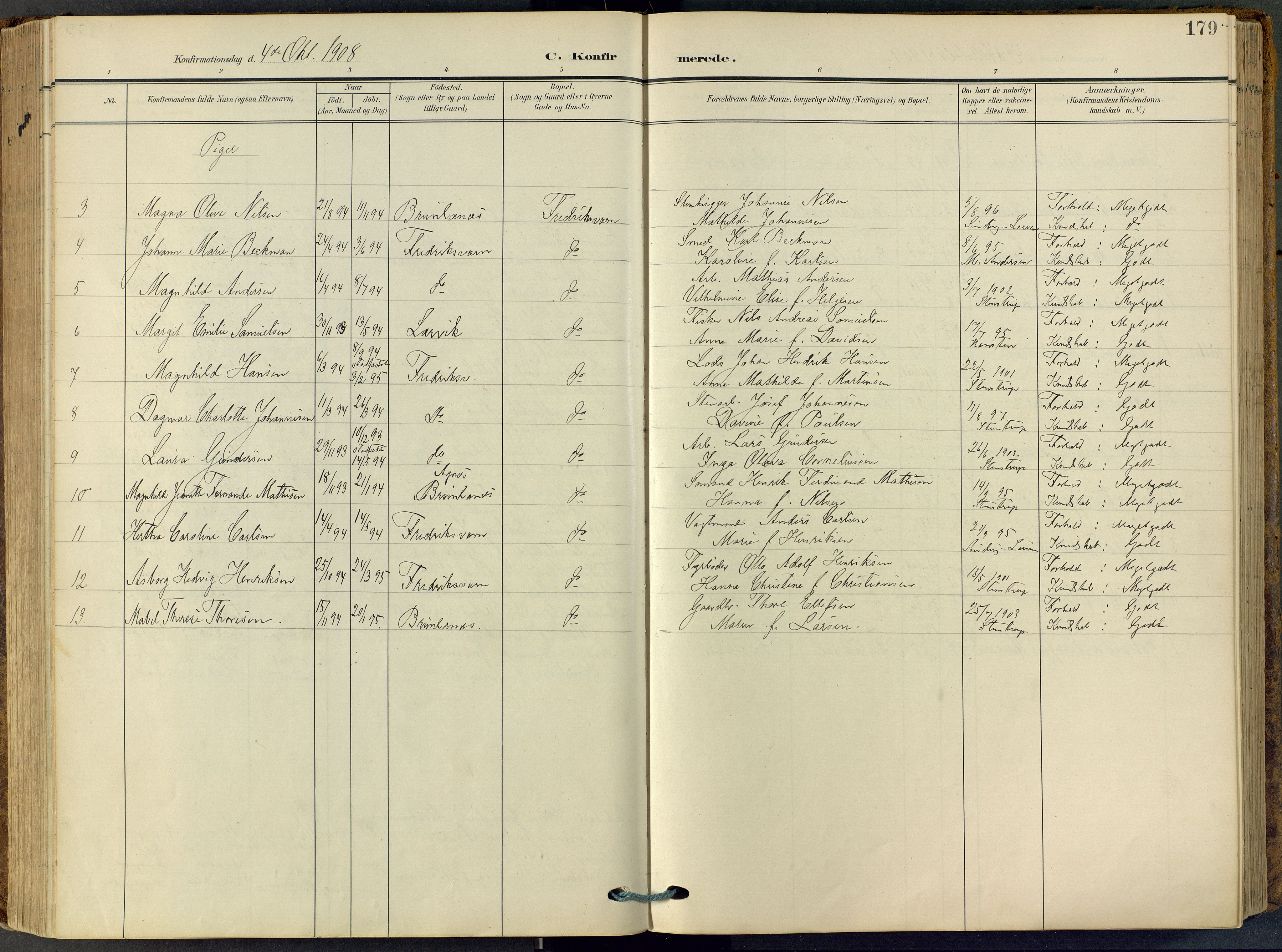 Stavern kirkebøker, SAKO/A-318/F/Fa/L0009: Parish register (official) no. 9, 1906-1955, p. 179