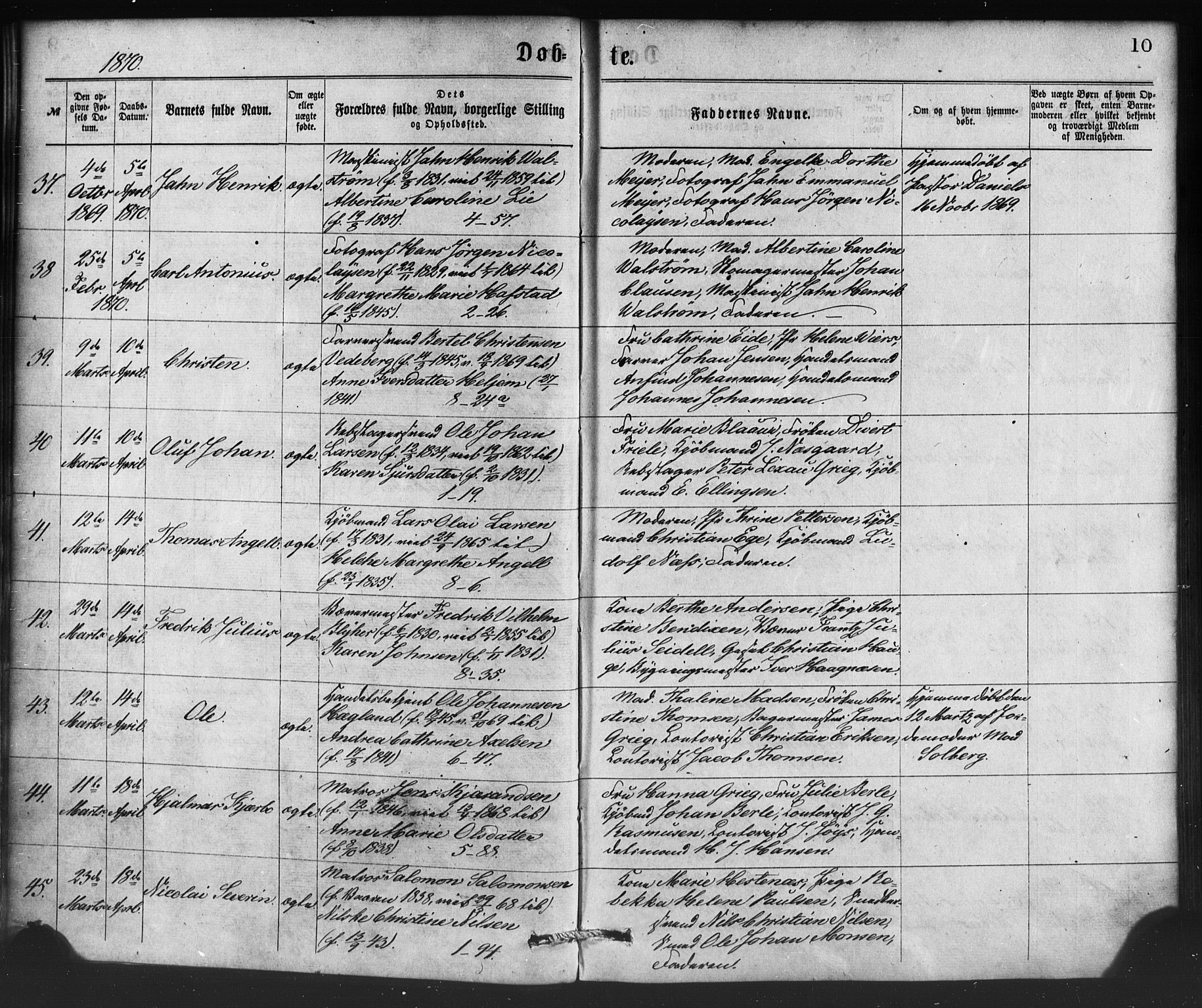 Nykirken Sokneprestembete, AV/SAB-A-77101/H/Haa/L0016: Parish register (official) no. B 3, 1870-1884, p. 10