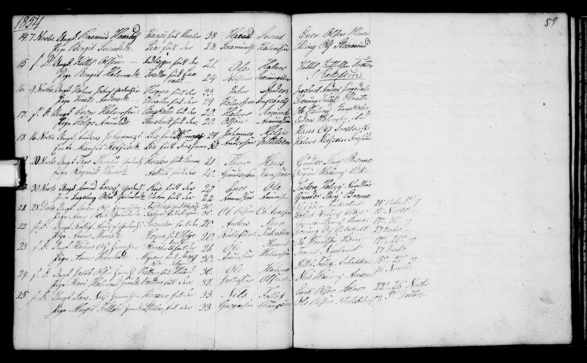 Bø kirkebøker, AV/SAKO-A-257/G/Ga/L0002: Parish register (copy) no. 2, 1853-1866, p. 59