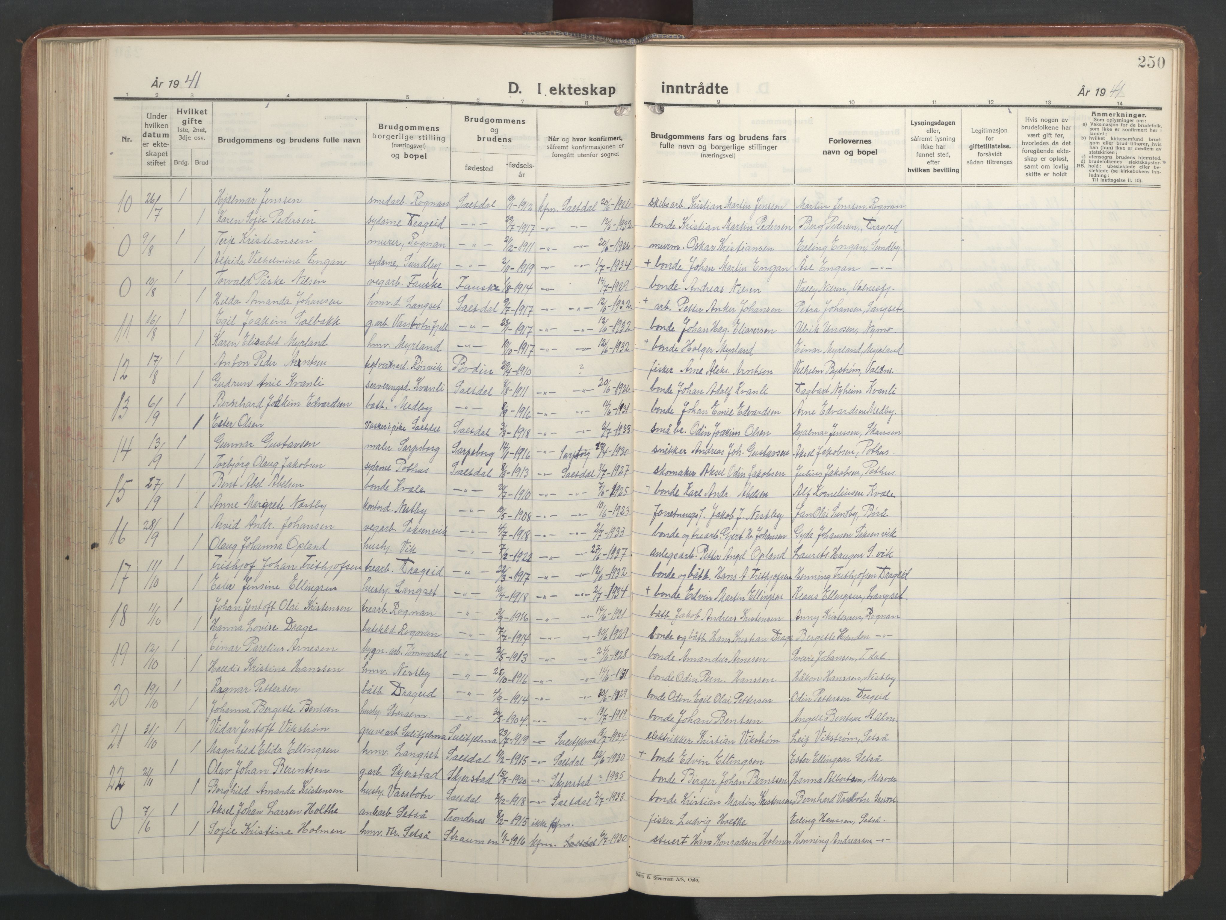 Ministerialprotokoller, klokkerbøker og fødselsregistre - Nordland, SAT/A-1459/847/L0680: Parish register (copy) no. 847C08, 1930-1947, p. 250