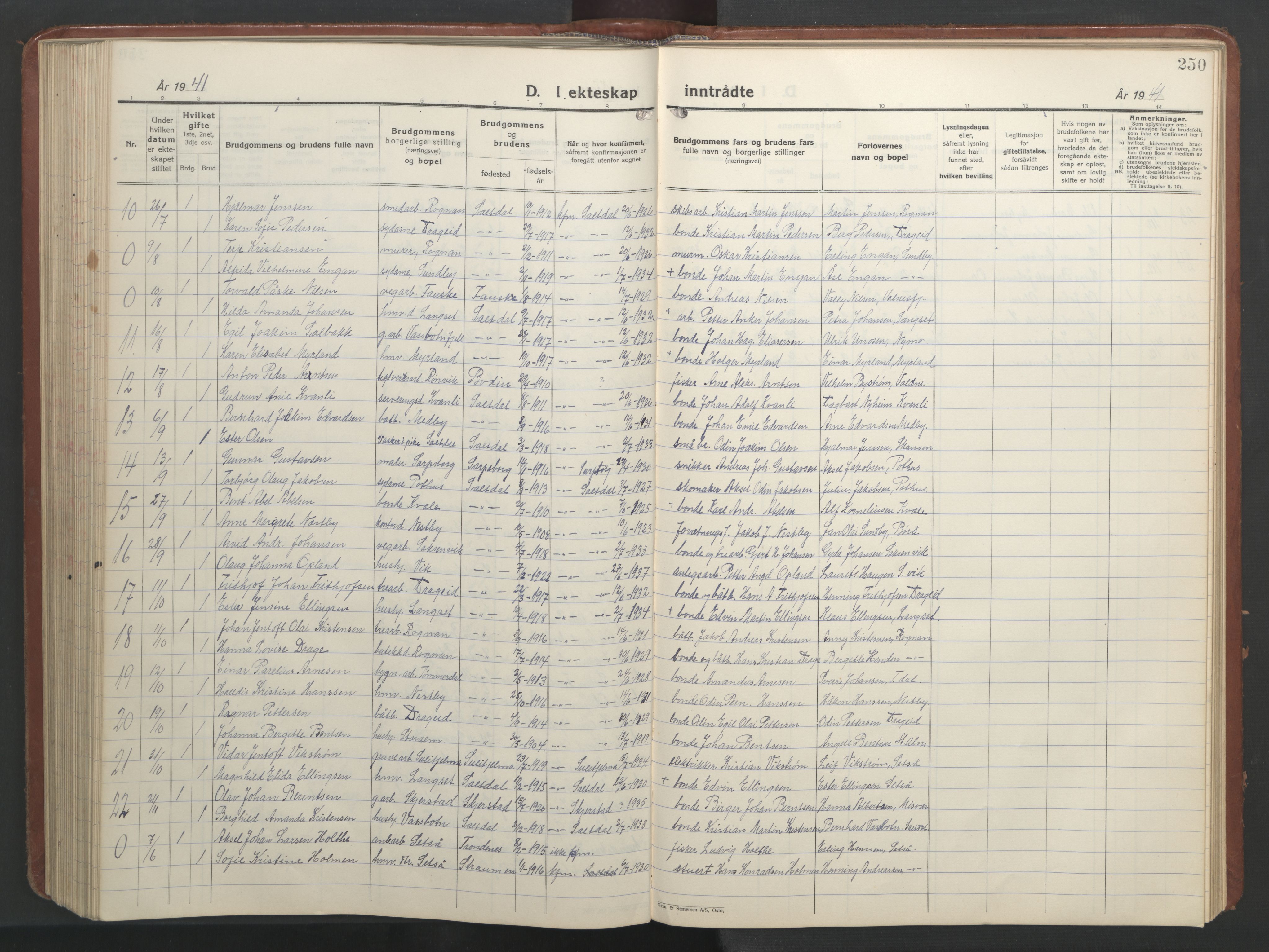 Ministerialprotokoller, klokkerbøker og fødselsregistre - Nordland, AV/SAT-A-1459/847/L0680: Parish register (copy) no. 847C08, 1930-1947, p. 250