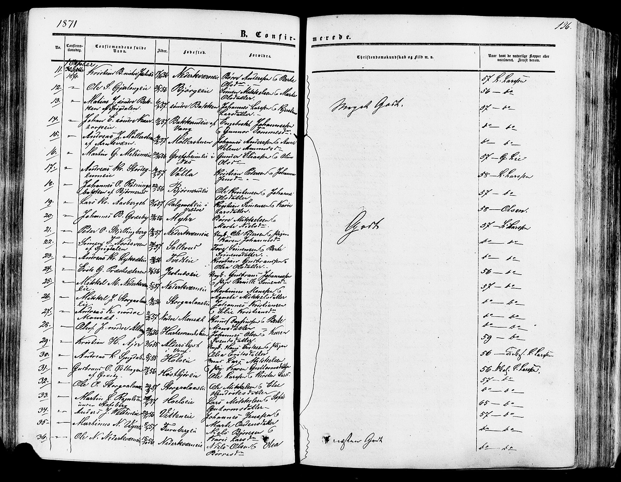 Vang prestekontor, Hedmark, AV/SAH-PREST-008/H/Ha/Haa/L0013: Parish register (official) no. 13, 1855-1879, p. 196