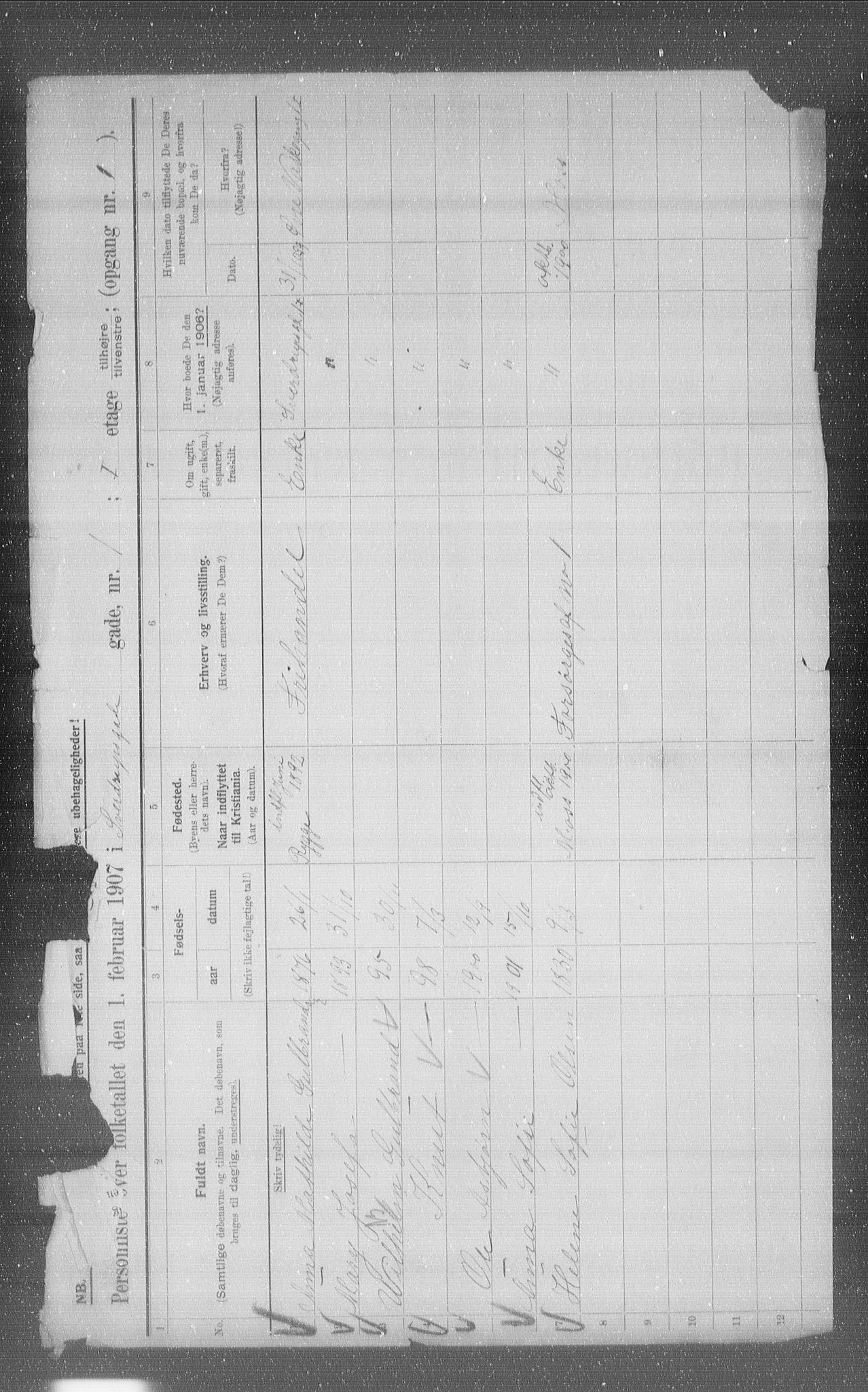 OBA, Municipal Census 1907 for Kristiania, 1907, p. 53387