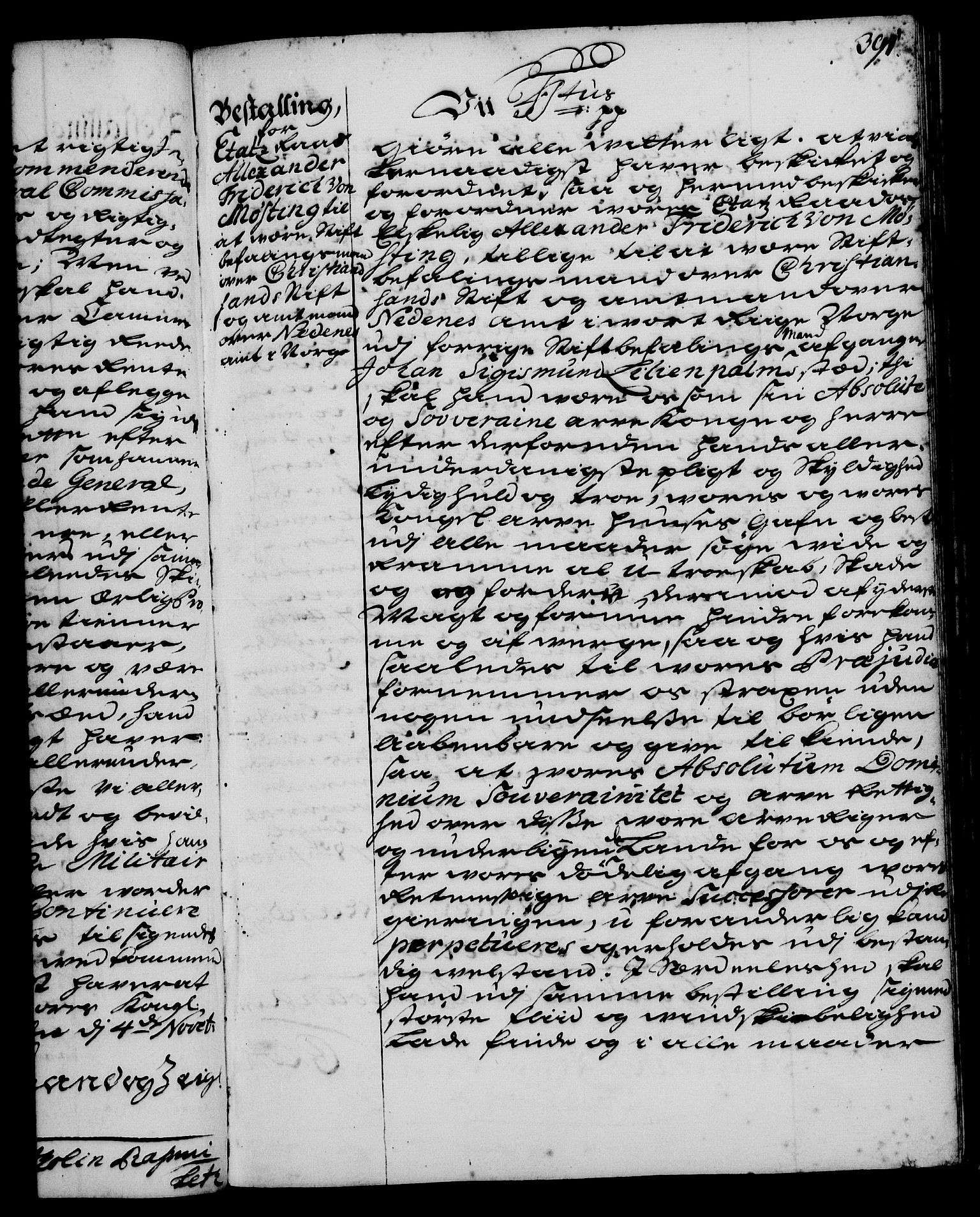 Rentekammeret, Kammerkanselliet, RA/EA-3111/G/Gg/Gge/L0001: Norsk bestallingsprotokoll med register (merket RK 53.25), 1720-1730, p. 391