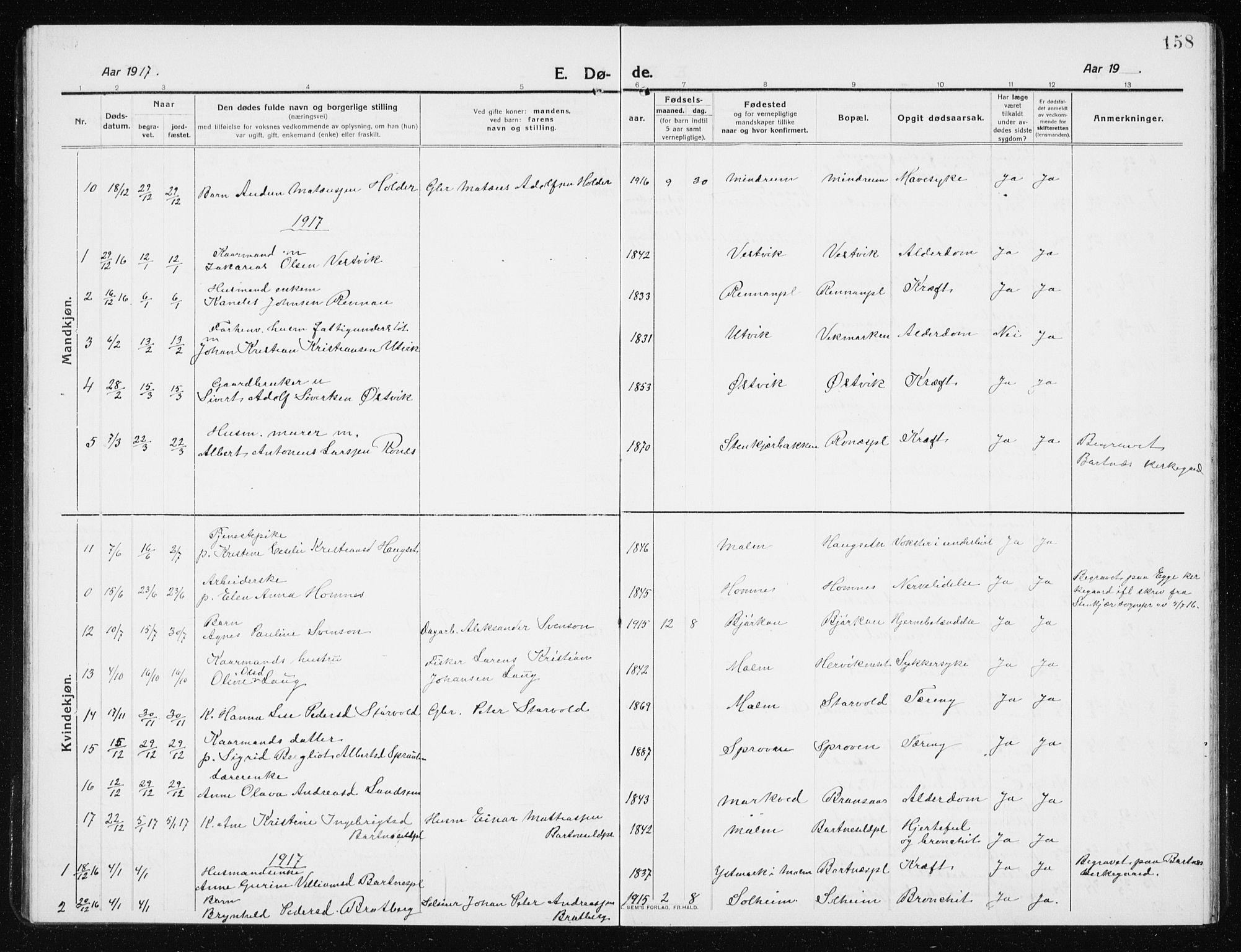 Ministerialprotokoller, klokkerbøker og fødselsregistre - Nord-Trøndelag, SAT/A-1458/741/L0402: Parish register (copy) no. 741C03, 1911-1926, p. 158