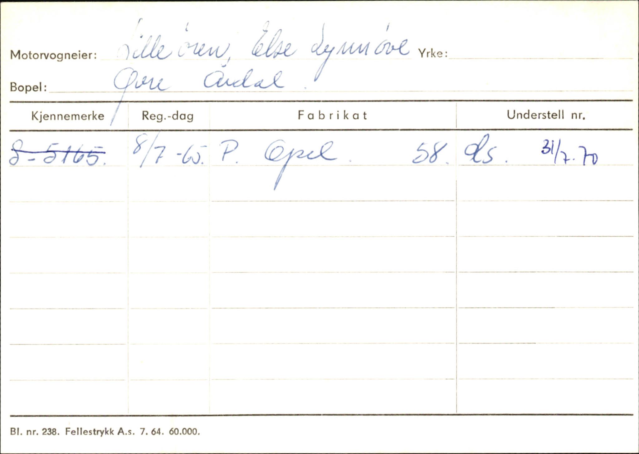 Statens vegvesen, Sogn og Fjordane vegkontor, AV/SAB-A-5301/4/F/L0145: Registerkort Vågsøy S-Å. Årdal I-P, 1945-1975, p. 1435