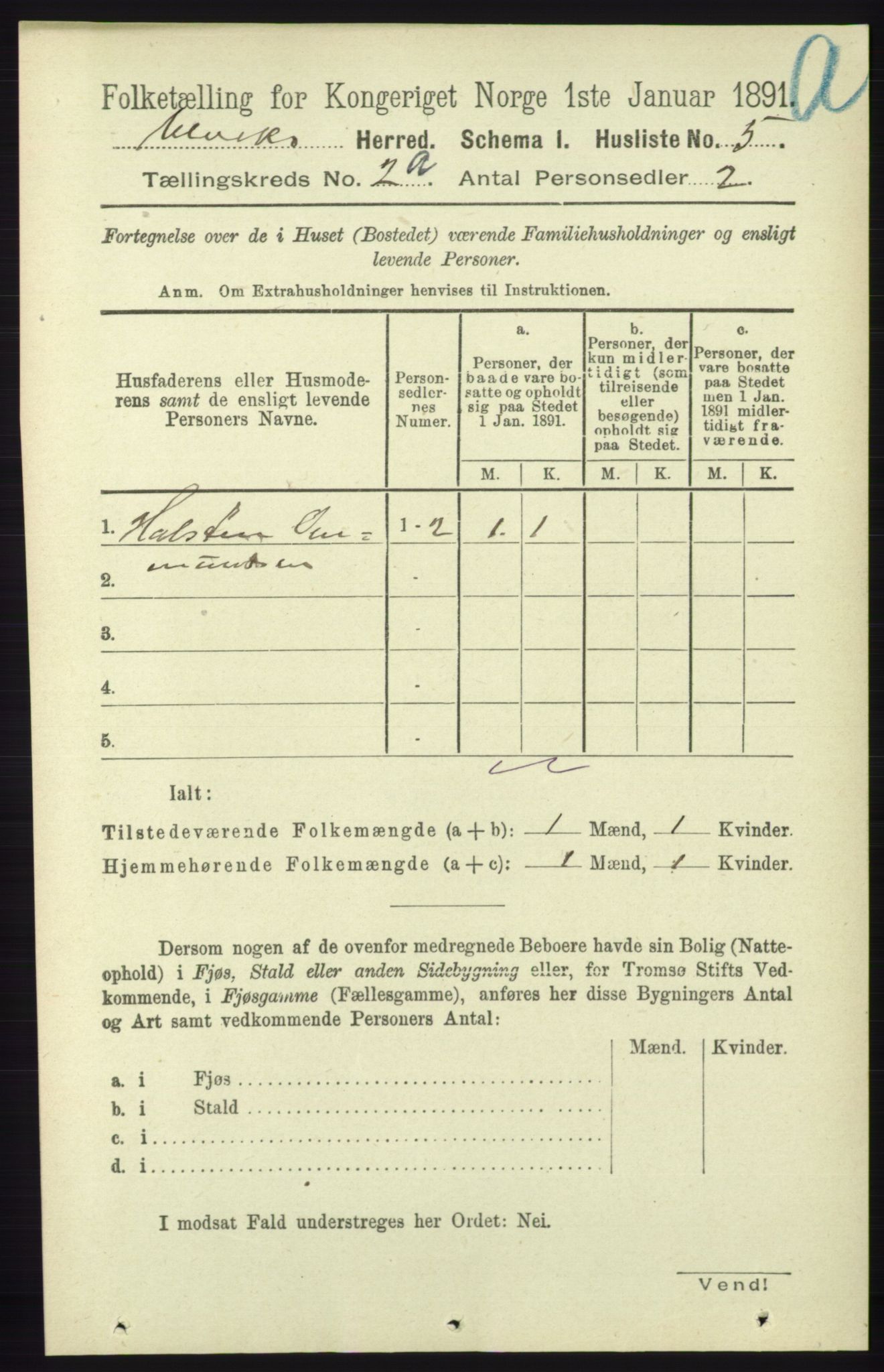 RA, 1891 census for 1233 Ulvik, 1891, p. 218