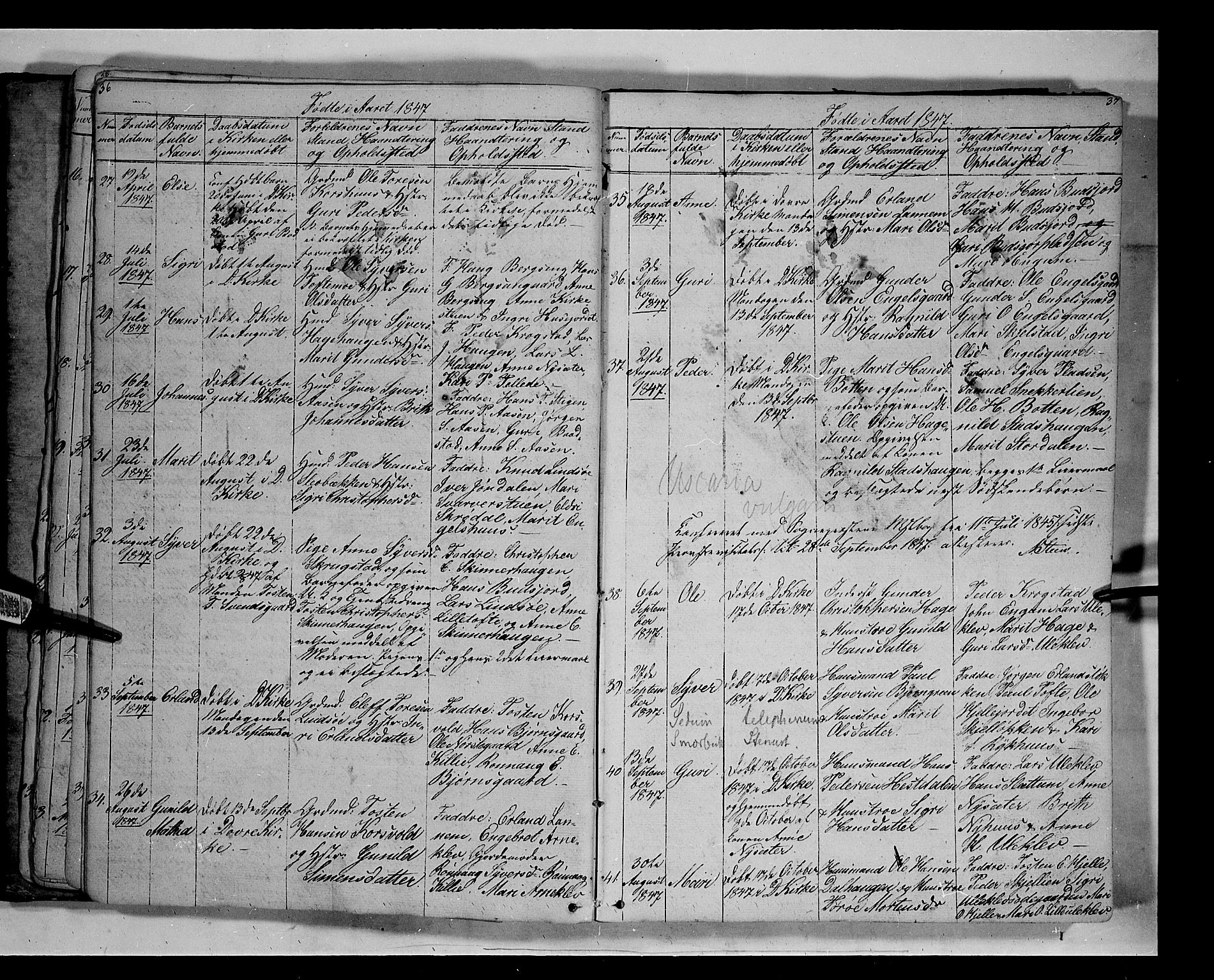 Lesja prestekontor, AV/SAH-PREST-068/H/Ha/Hab/L0003: Parish register (copy) no. 3, 1842-1862, p. 36-37