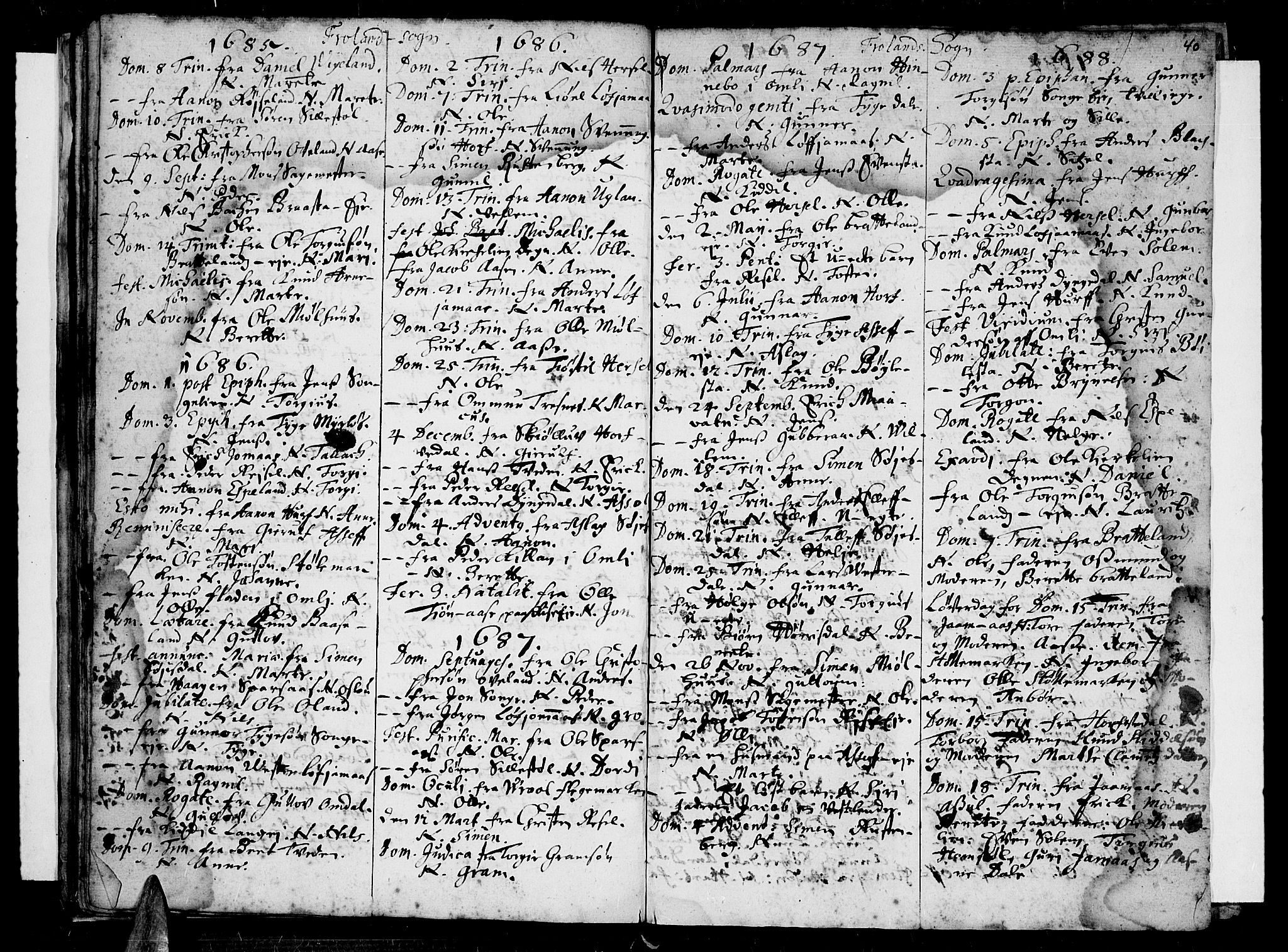 Øyestad sokneprestkontor, AV/SAK-1111-0049/F/Fa/L0001: Parish register (official) no. A 1 /3, 1683-1697, p. 40