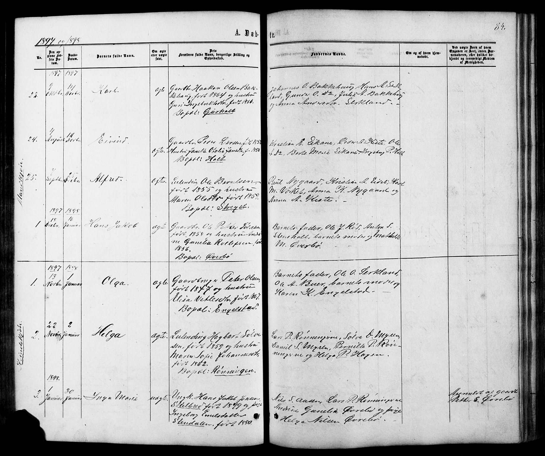 Siljan kirkebøker, SAKO/A-300/G/Ga/L0002: Parish register (copy) no. 2, 1864-1908, p. 84