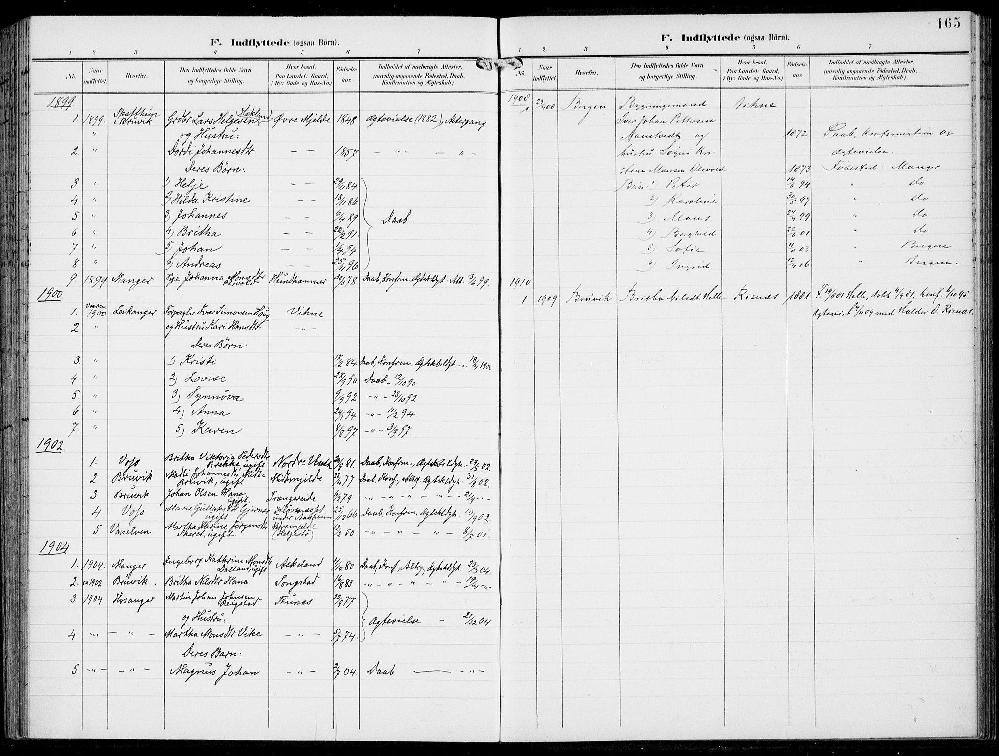 Haus sokneprestembete, SAB/A-75601/H/Haa: Parish register (official) no. B  2, 1899-1912, p. 165