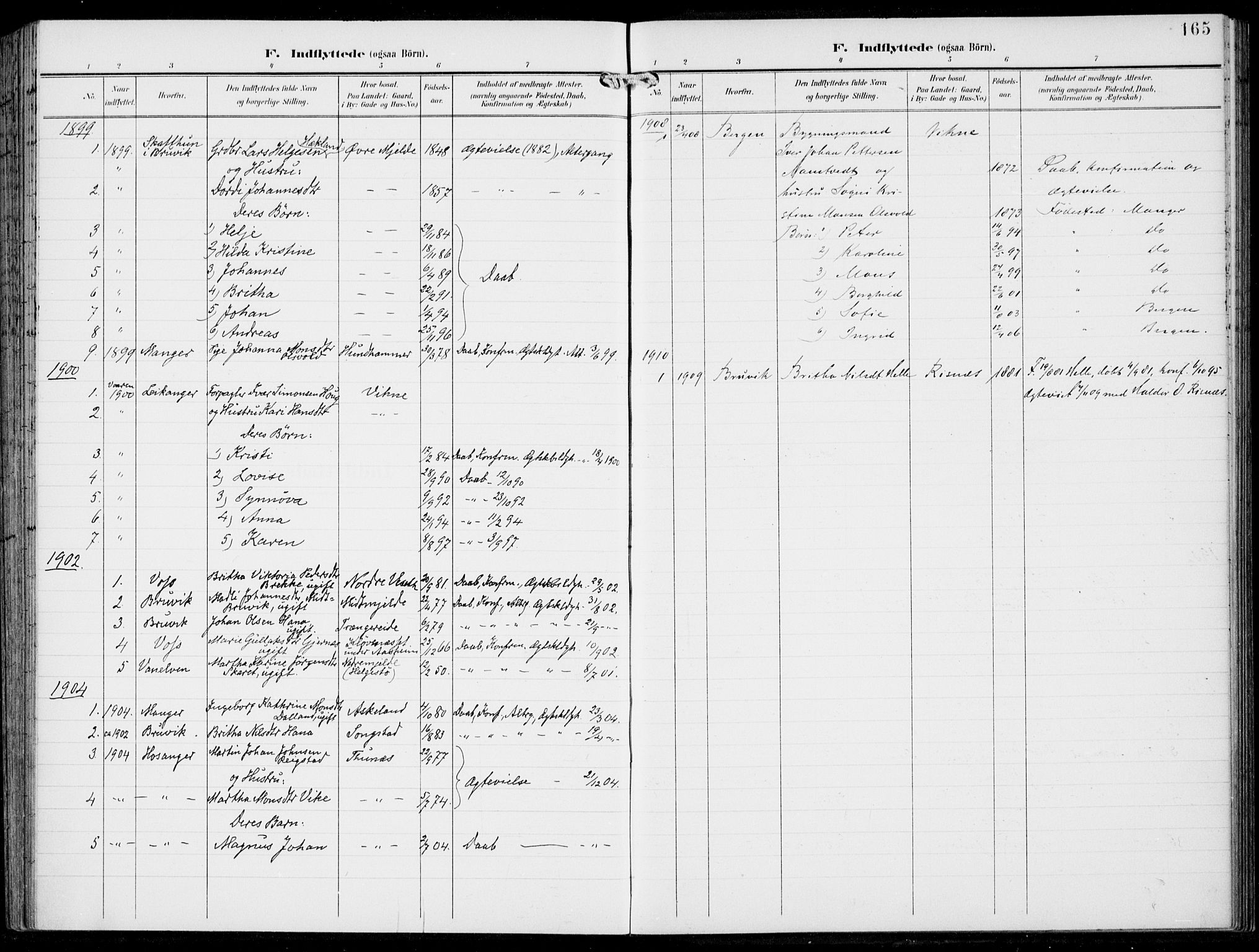 Haus sokneprestembete, AV/SAB-A-75601/H/Haa: Parish register (official) no. B  2, 1899-1912, p. 165