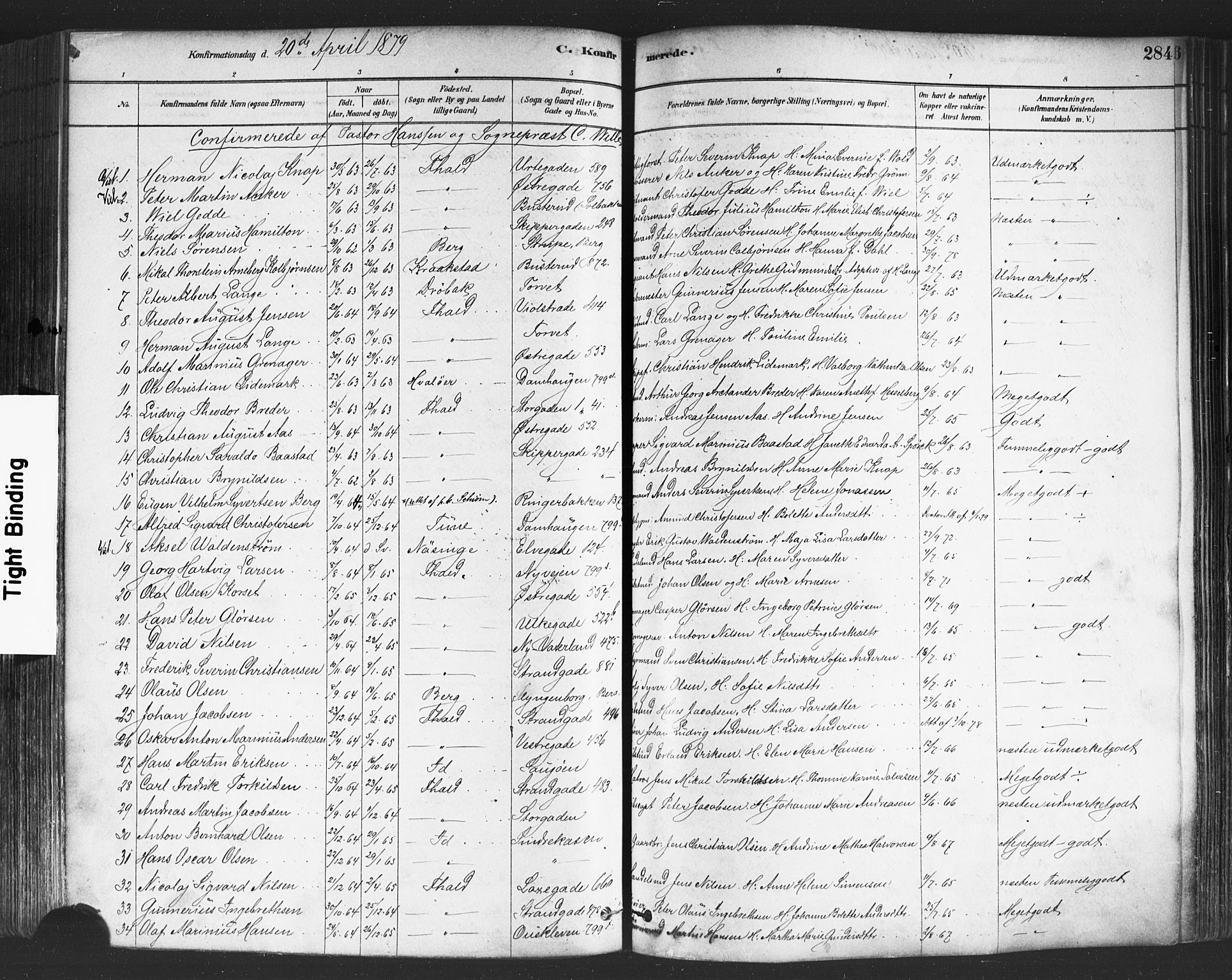 Halden prestekontor Kirkebøker, SAO/A-10909/F/Fa/L0011: Parish register (official) no. I 11, 1878-1889, p. 284