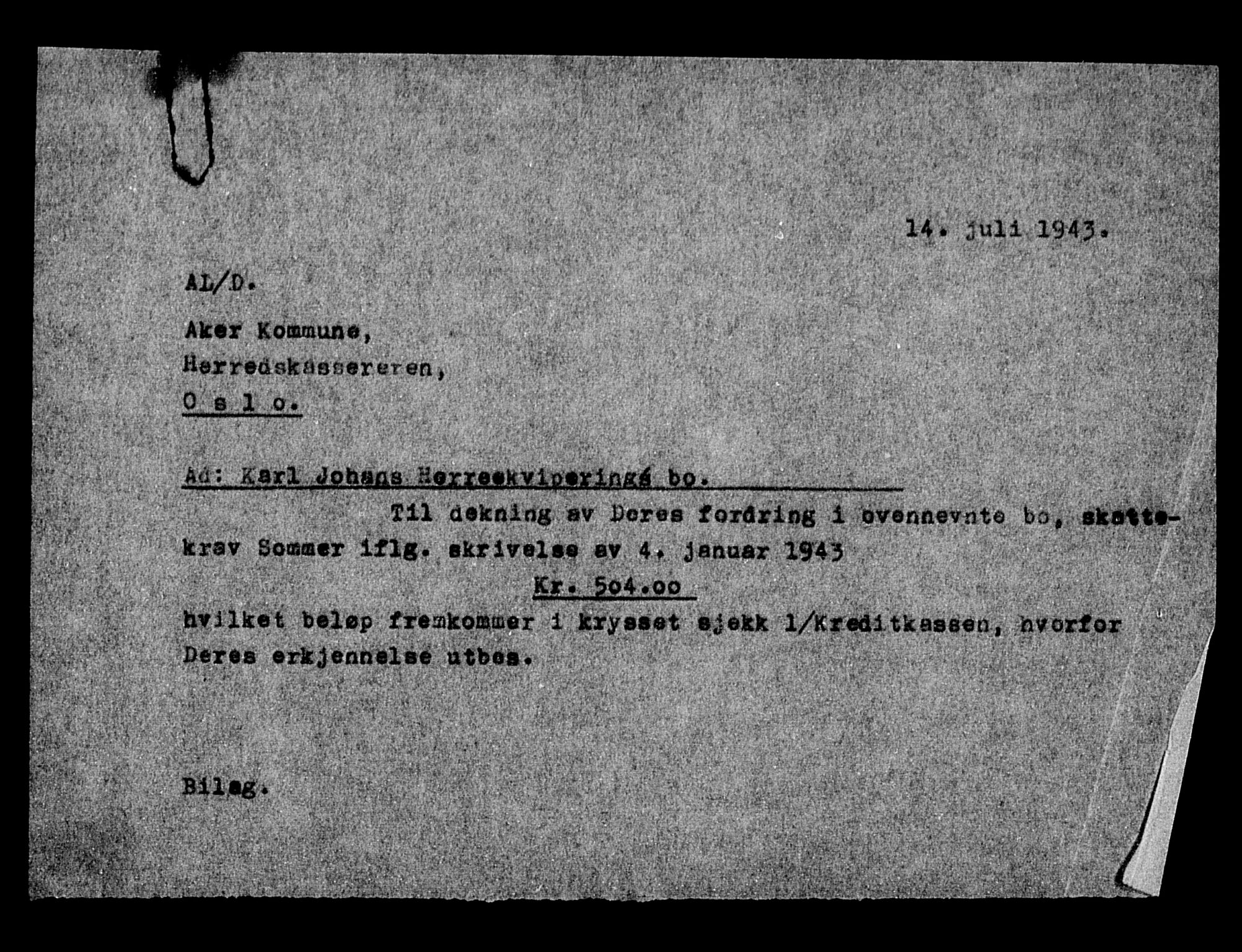 Justisdepartementet, Tilbakeføringskontoret for inndratte formuer, AV/RA-S-1564/H/Hc/Hcc/L0949: --, 1945-1947, p. 161
