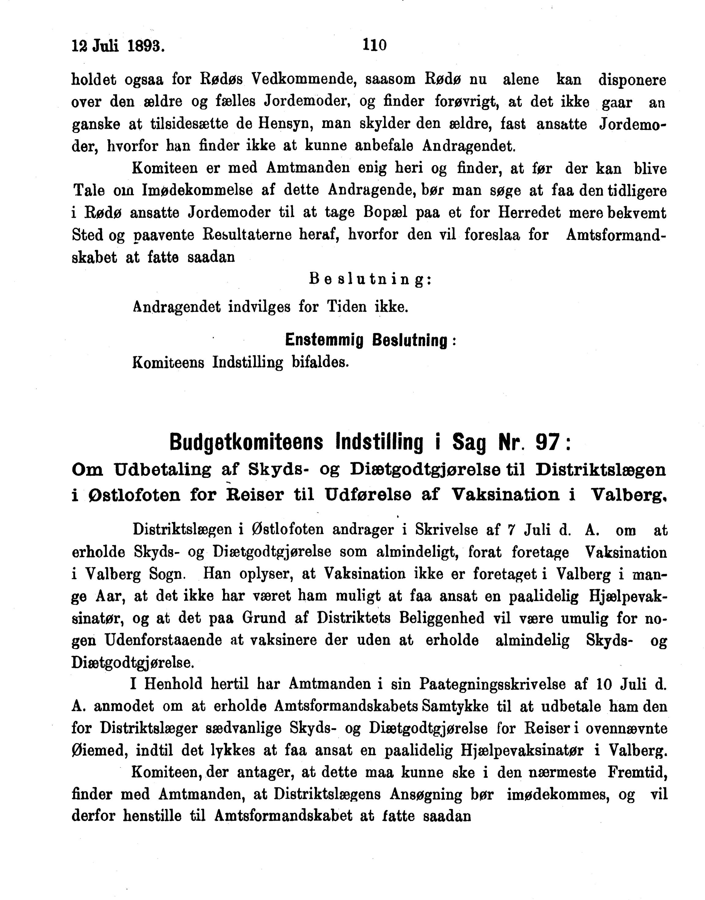 Nordland Fylkeskommune. Fylkestinget, AIN/NFK-17/176/A/Ac/L0016: Fylkestingsforhandlinger 1891-1893, 1891-1893