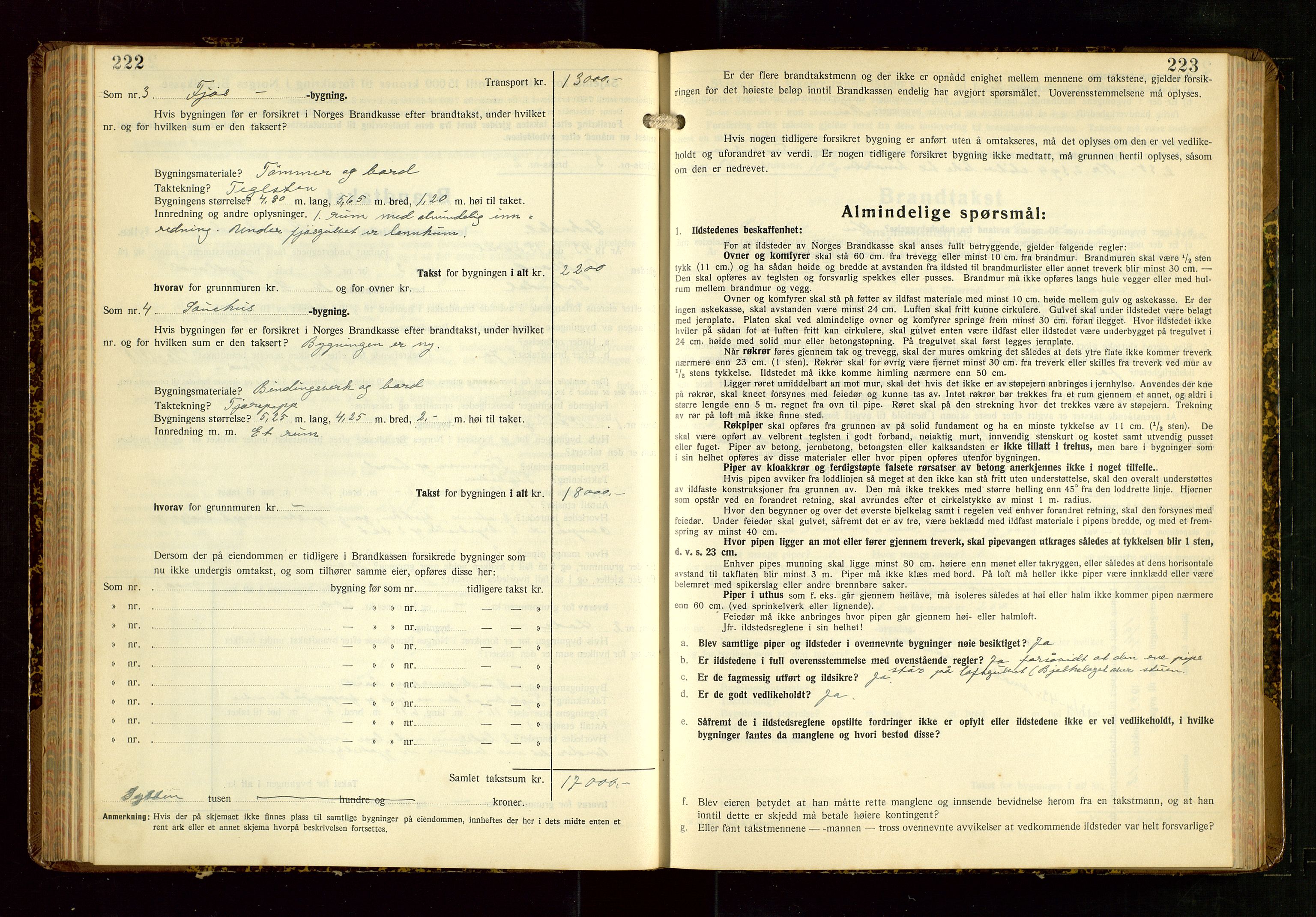 Sokndal lensmannskontor, AV/SAST-A-100417/Gob/L0008: "Brandtakst-Protokoll", 1937-1955, p. 222-223