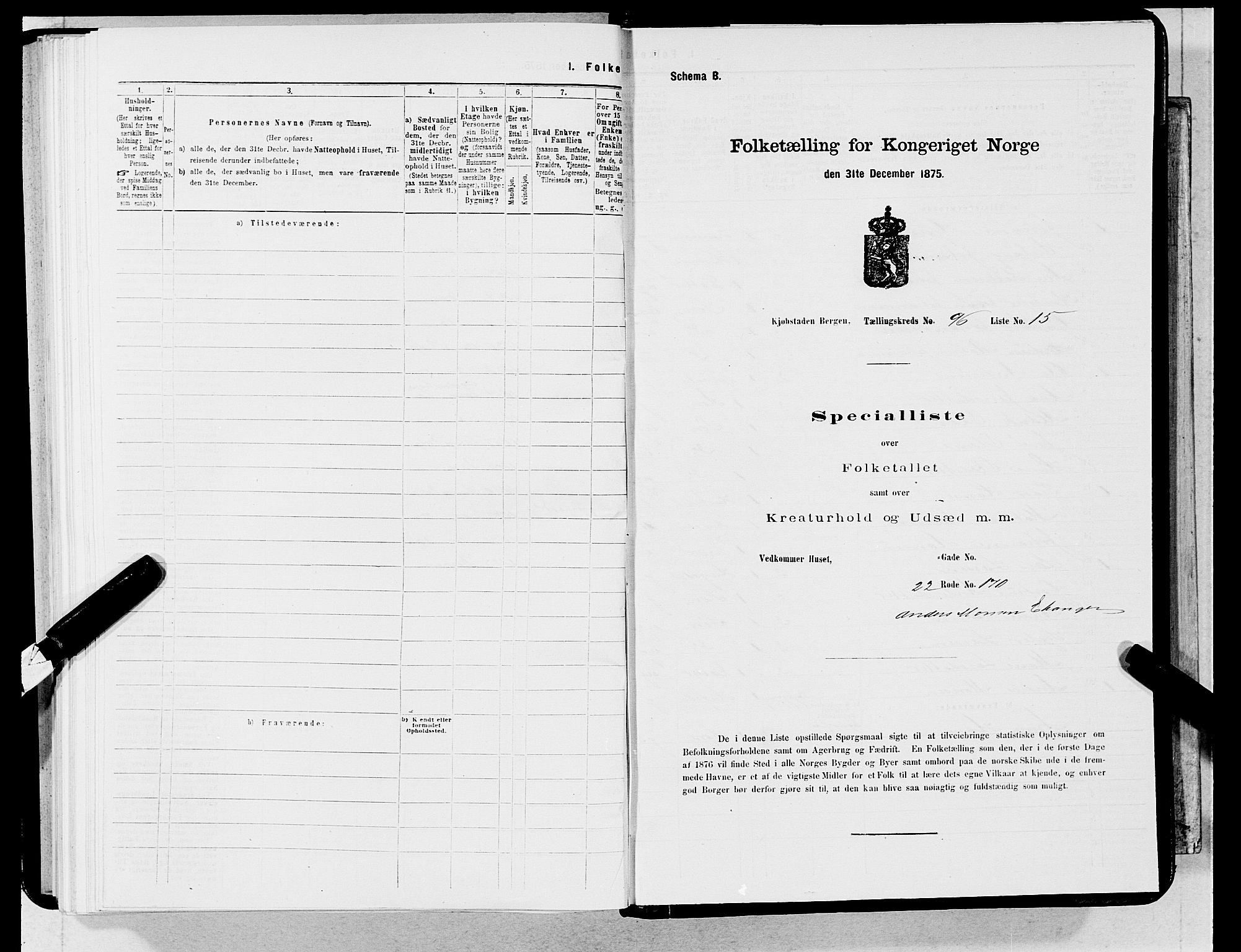 SAB, 1875 census for 1301 Bergen, 1875, p. 5193