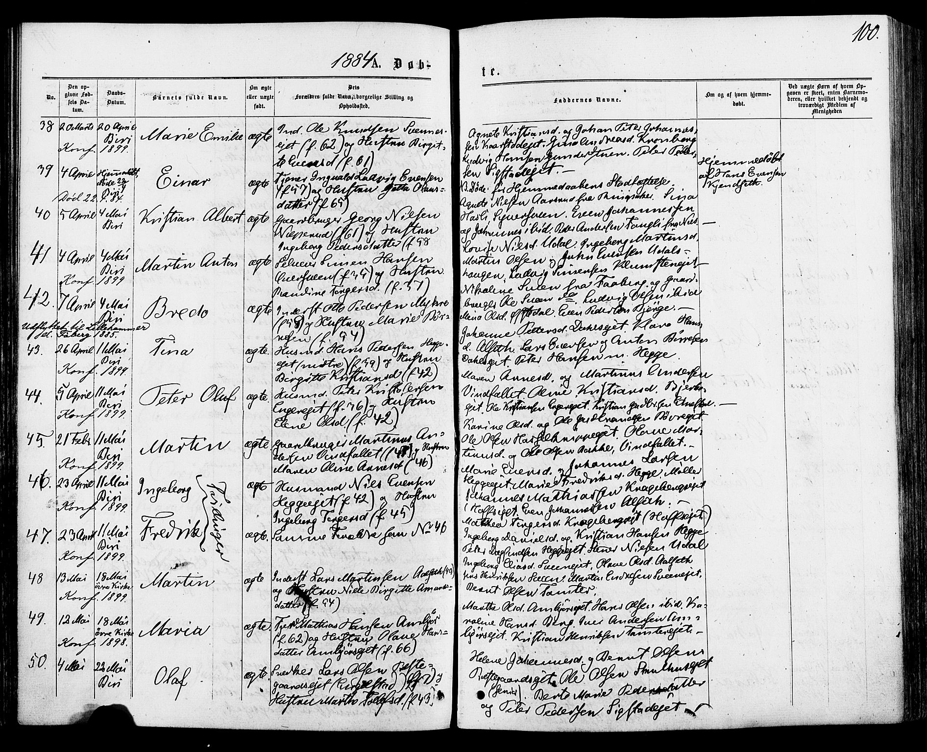 Biri prestekontor, AV/SAH-PREST-096/H/Ha/Haa/L0006: Parish register (official) no. 6, 1877-1886, p. 100