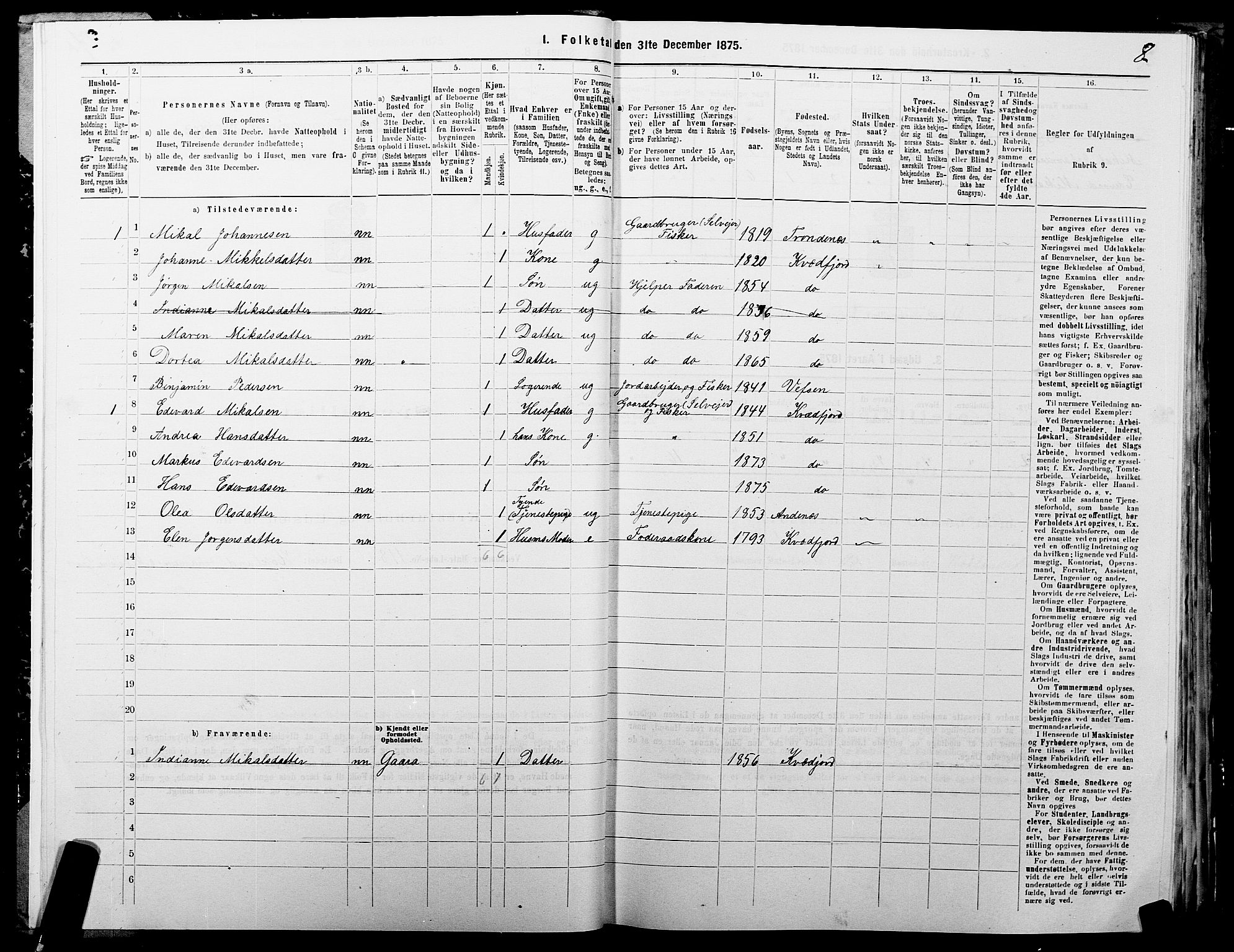 SATØ, 1875 census for 1911P Kvæfjord, 1875, p. 3008