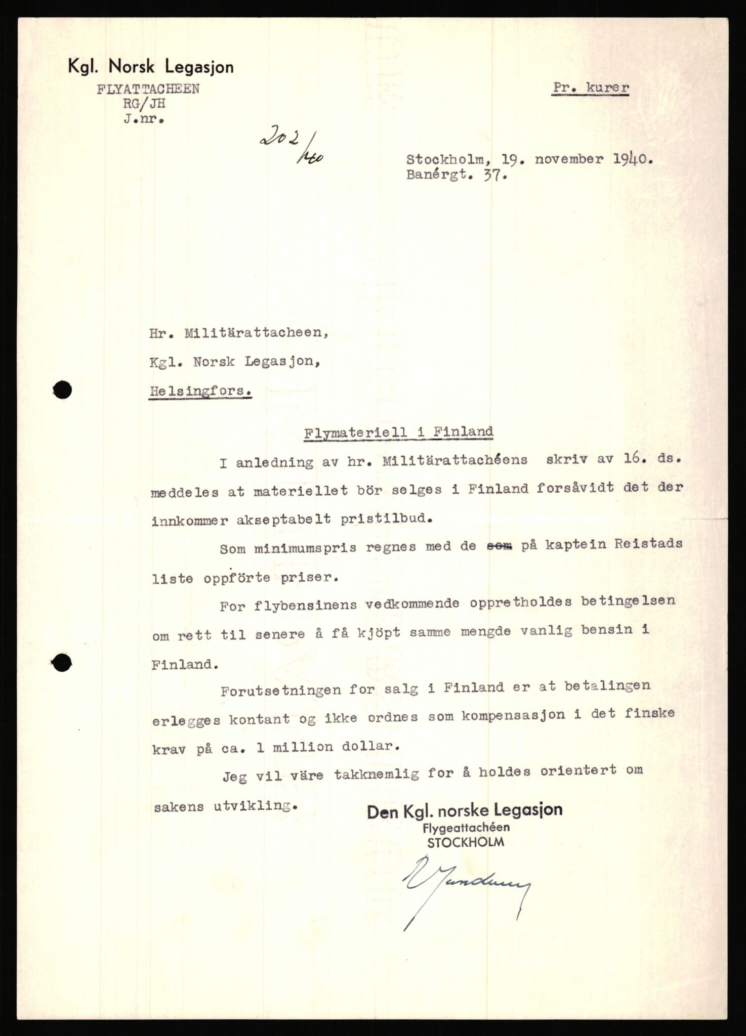 Forsvaret, Forsvarets krigshistoriske avdeling, AV/RA-RAFA-2017/Y/Ya/L0006: II-C-11-11,2 - Utenriksdepartementet.  Legasjonen i Helsingfors., 1940-1946, p. 135