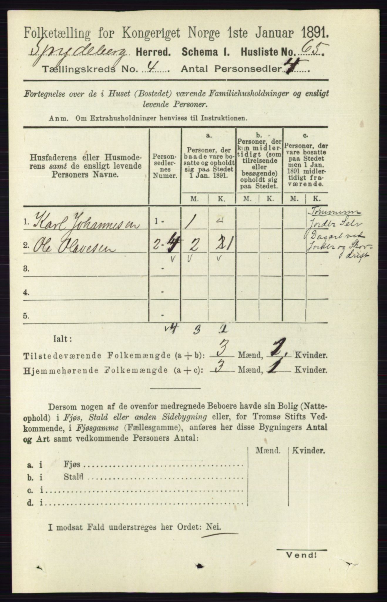 RA, 1891 census for 0123 Spydeberg, 1891, p. 1917