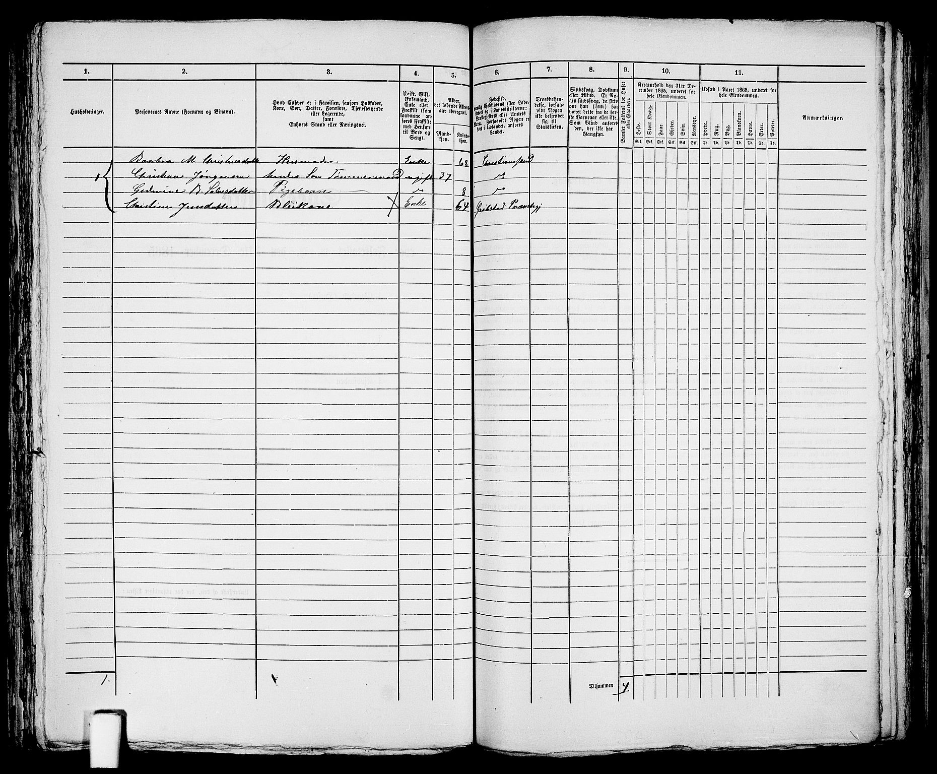 RA, 1865 census for Kristiansand, 1865, p. 1351