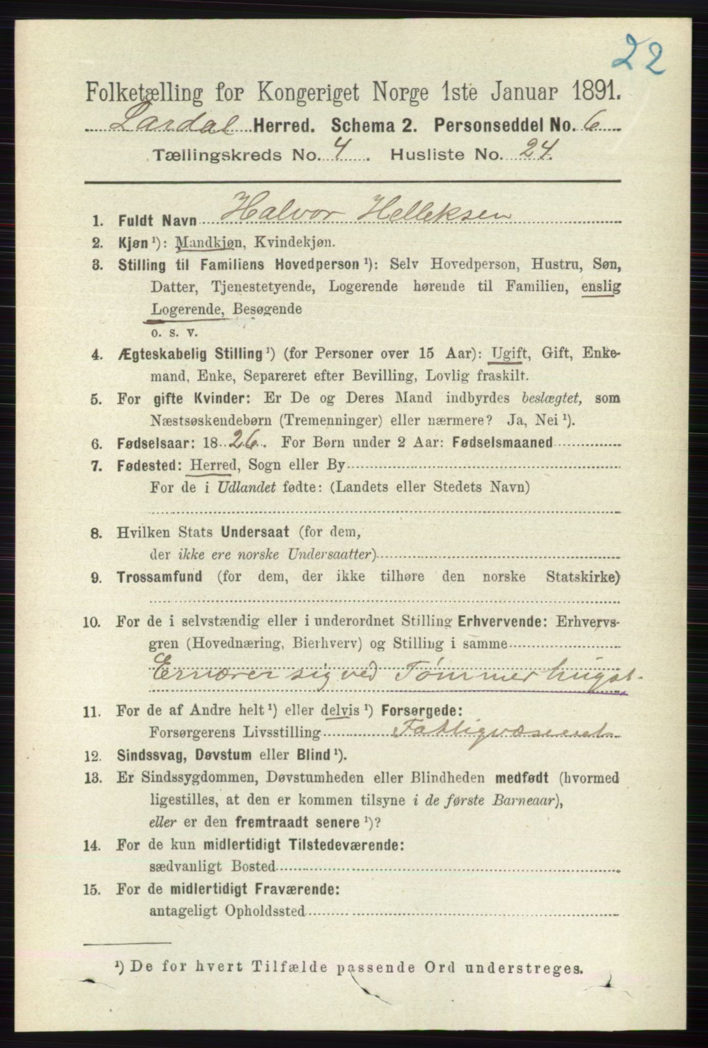 RA, 1891 census for 0728 Lardal, 1891, p. 2112