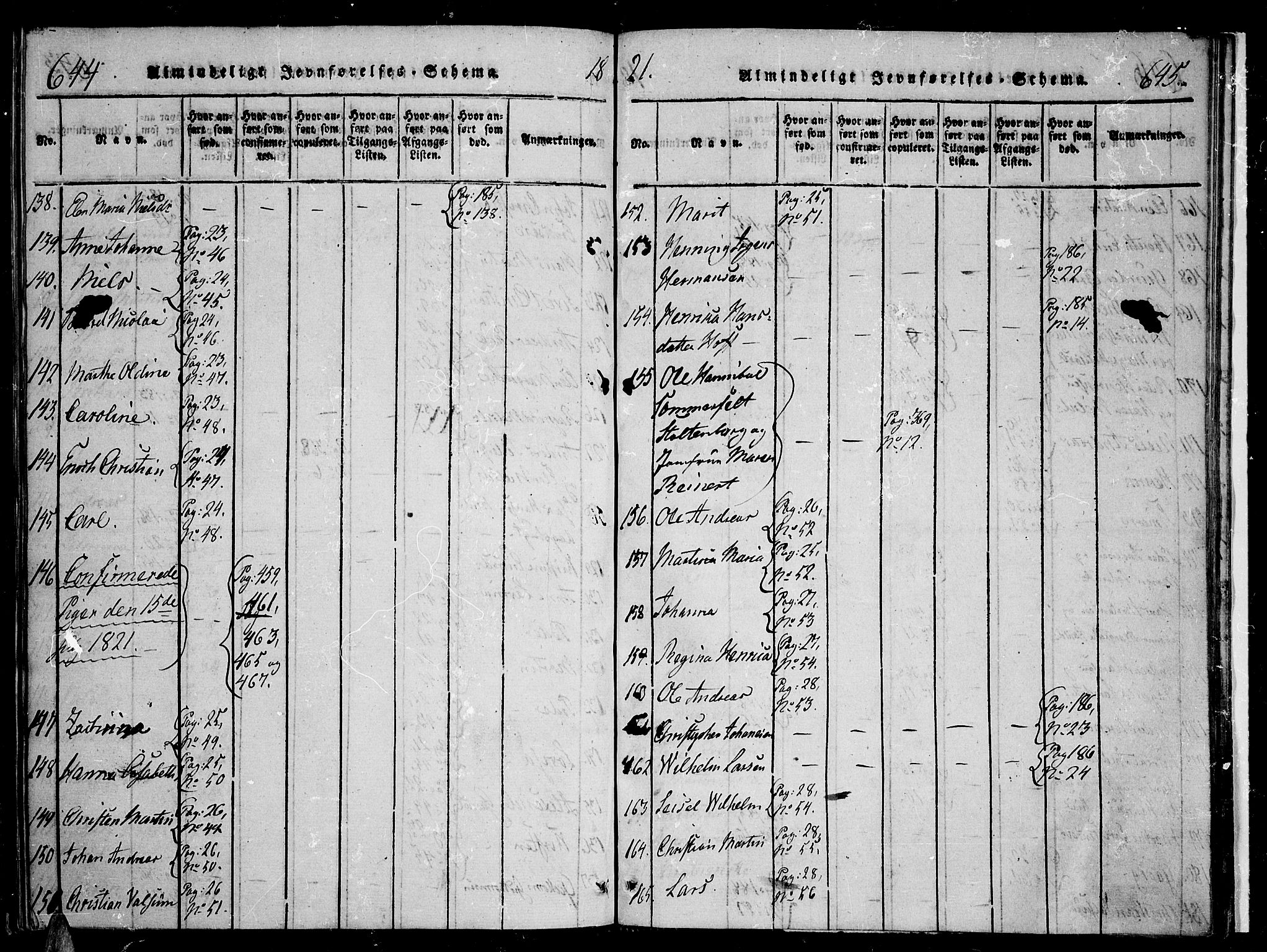 Tromsø sokneprestkontor/stiftsprosti/domprosti, AV/SATØ-S-1343/G/Ga/L0007kirke: Parish register (official) no. 7, 1821-1828, p. 644-645