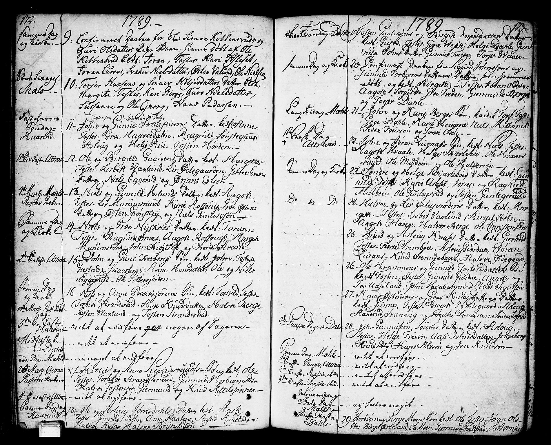 Tinn kirkebøker, SAKO/A-308/F/Fa/L0002: Parish register (official) no. I 2, 1757-1810, p. 172-173