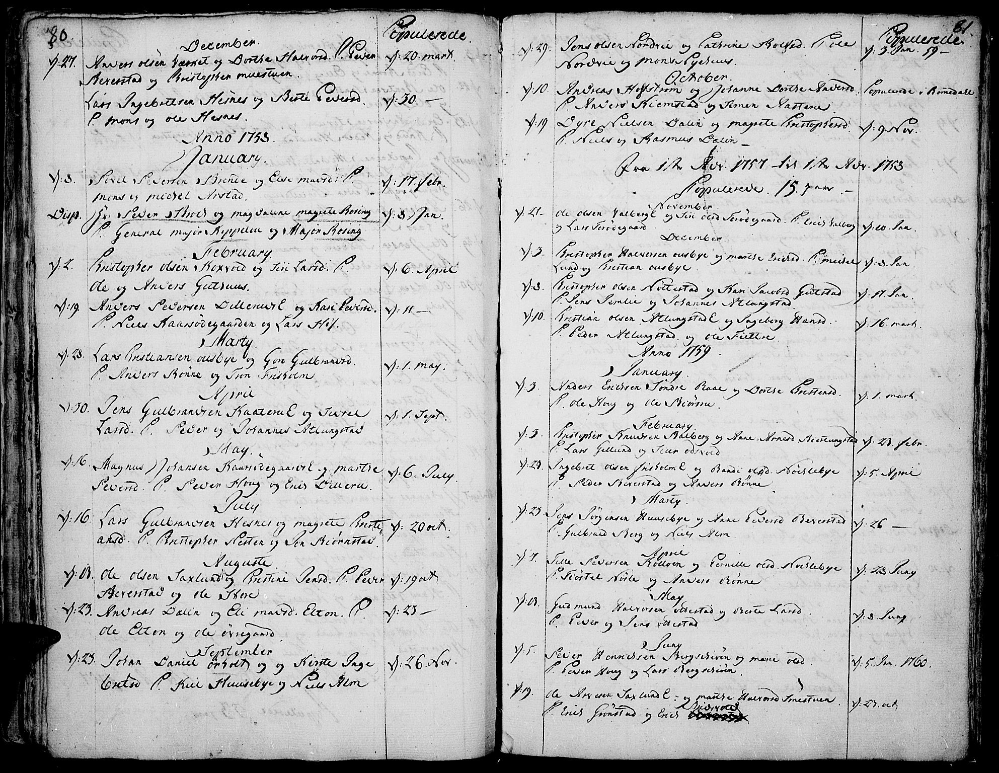 Stange prestekontor, AV/SAH-PREST-002/K/L0005: Parish register (official) no. 5, 1754-1762, p. 80-81