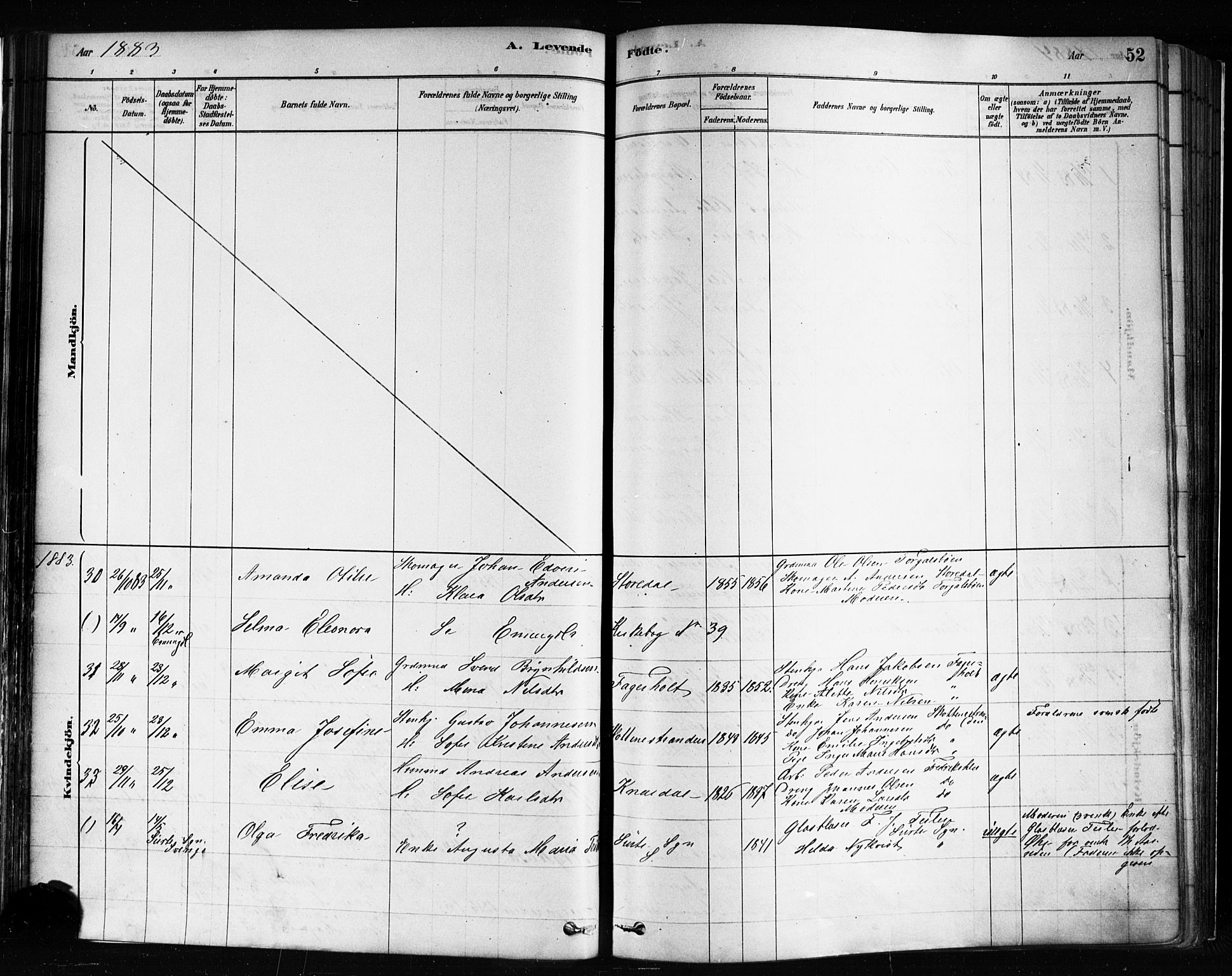 Idd prestekontor Kirkebøker, AV/SAO-A-10911/F/Fc/L0006a: Parish register (official) no. III 6A, 1878-1903, p. 52