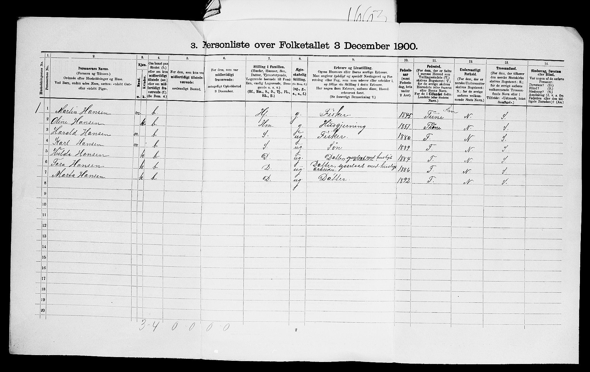 SAO, 1900 census for Glemmen, 1900, p. 51