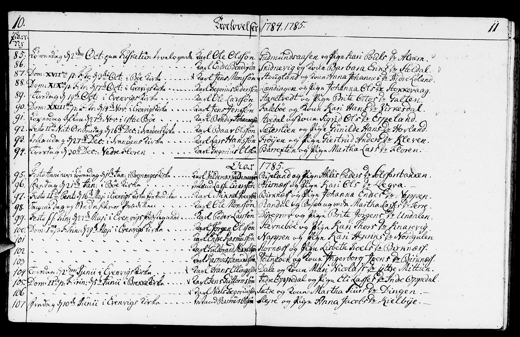 Gulen sokneprestembete, SAB/A-80201/H/Haa/Haaa/L0014: Parish register (official) no. A 14, 1779-1788, p. 10-11