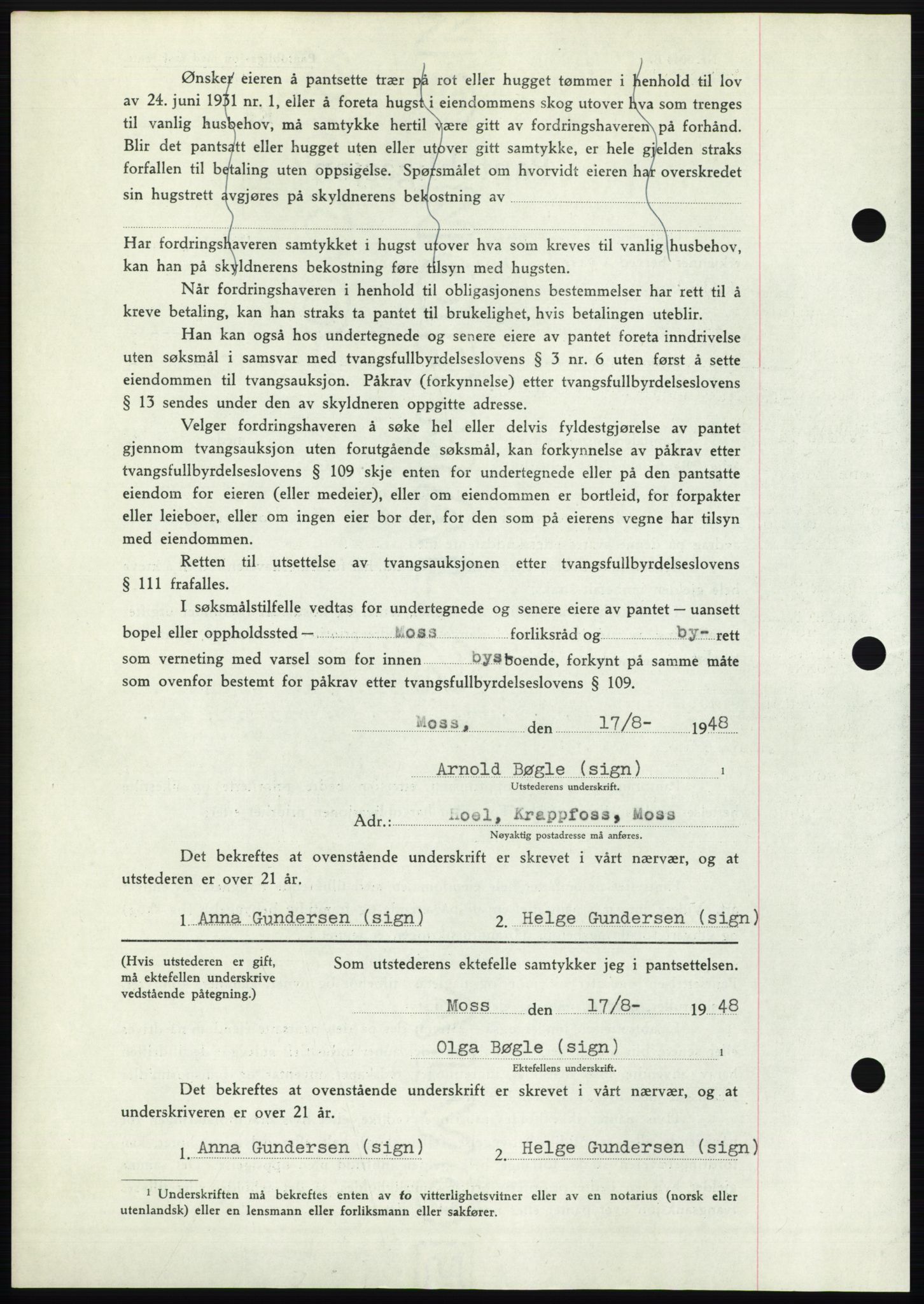 Moss sorenskriveri, AV/SAO-A-10168: Mortgage book no. B20, 1948-1948, Diary no: : 2133/1948