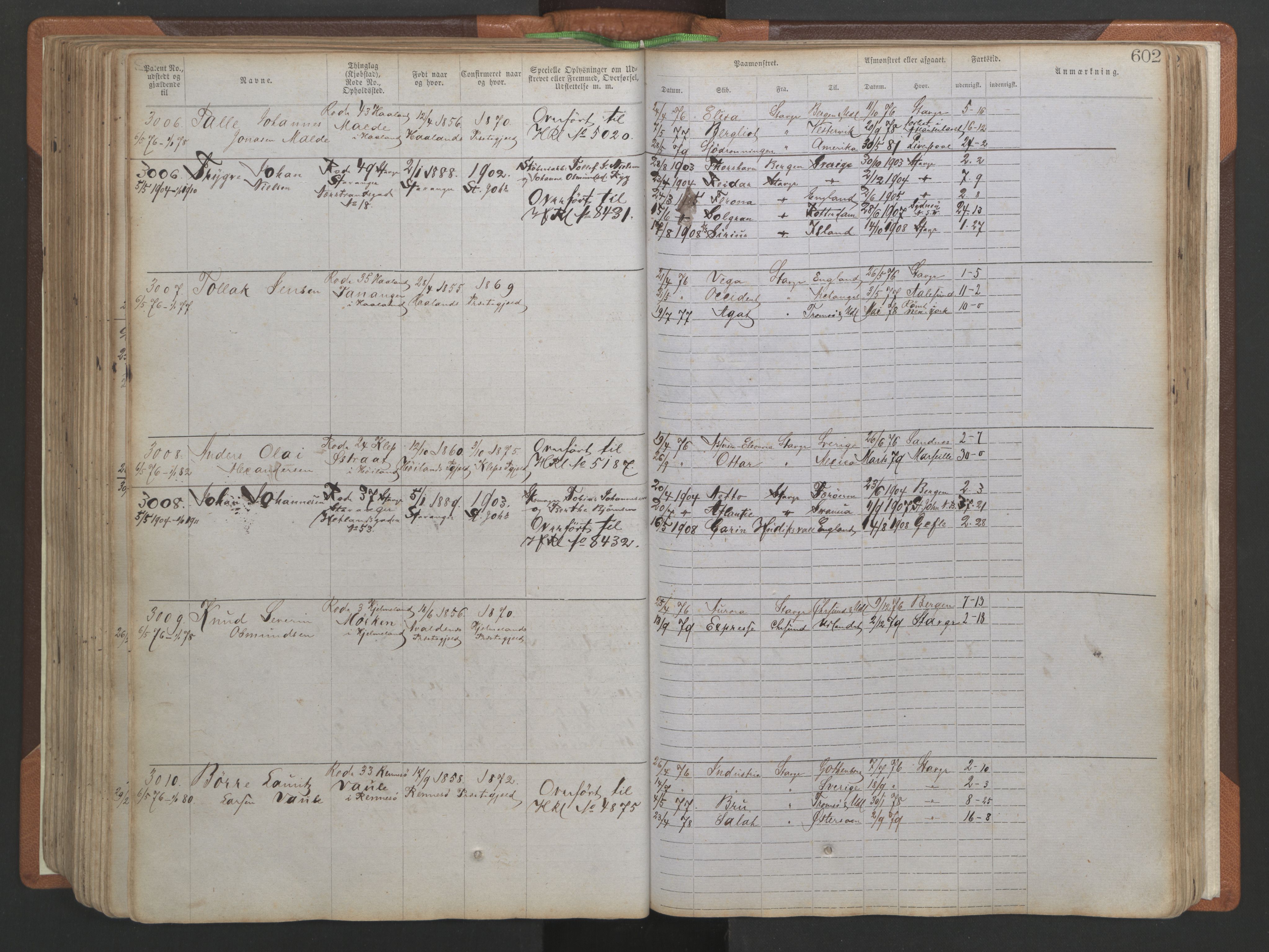 Stavanger sjømannskontor, SAST/A-102006/F/Ff/L0005: Annotasjonsrulle No 1, patentnr. 1786-3585 (del 2), 1872-1900, p. 249