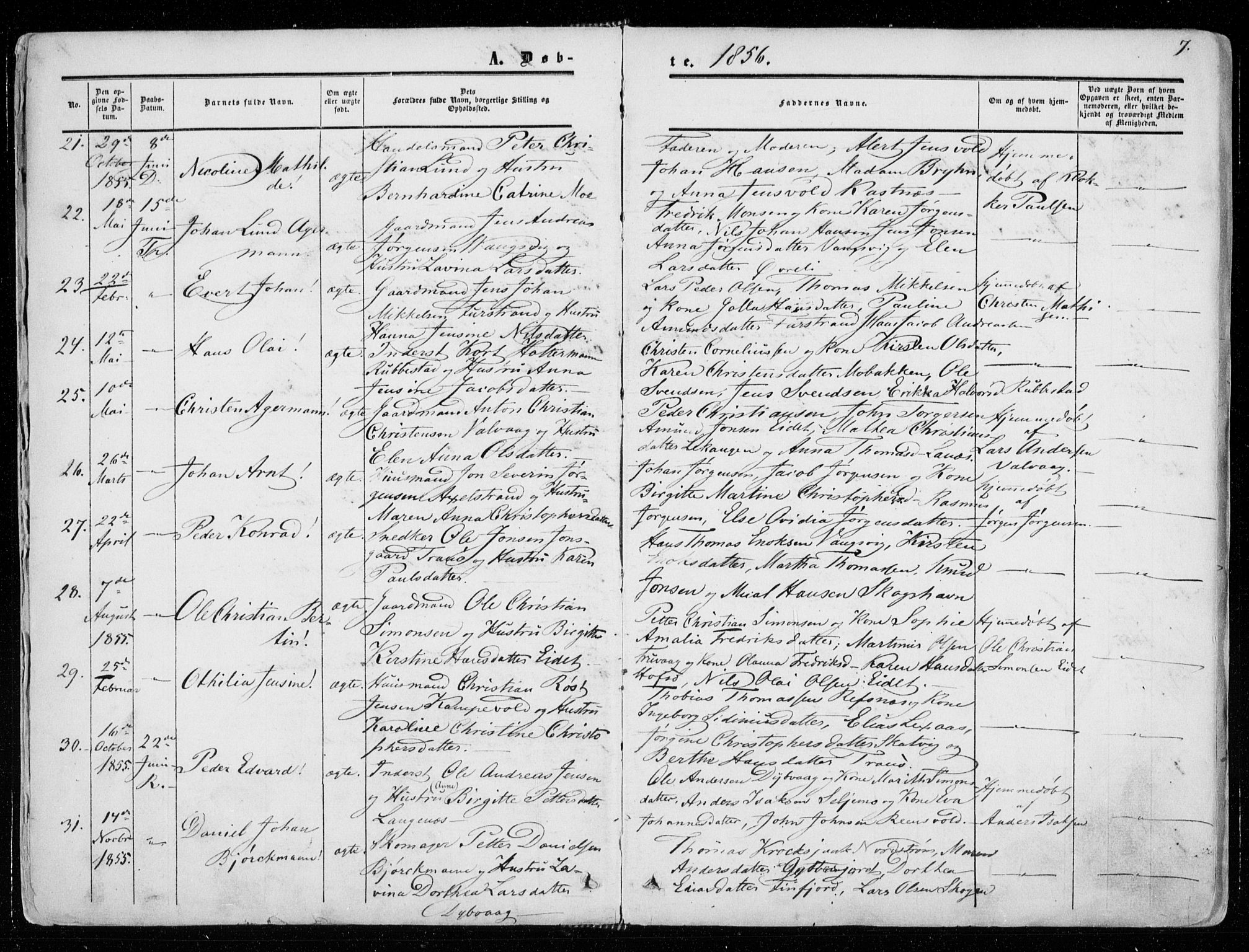 Tranøy sokneprestkontor, AV/SATØ-S-1313/I/Ia/Iaa/L0007kirke: Parish register (official) no. 7, 1856-1866, p. 7