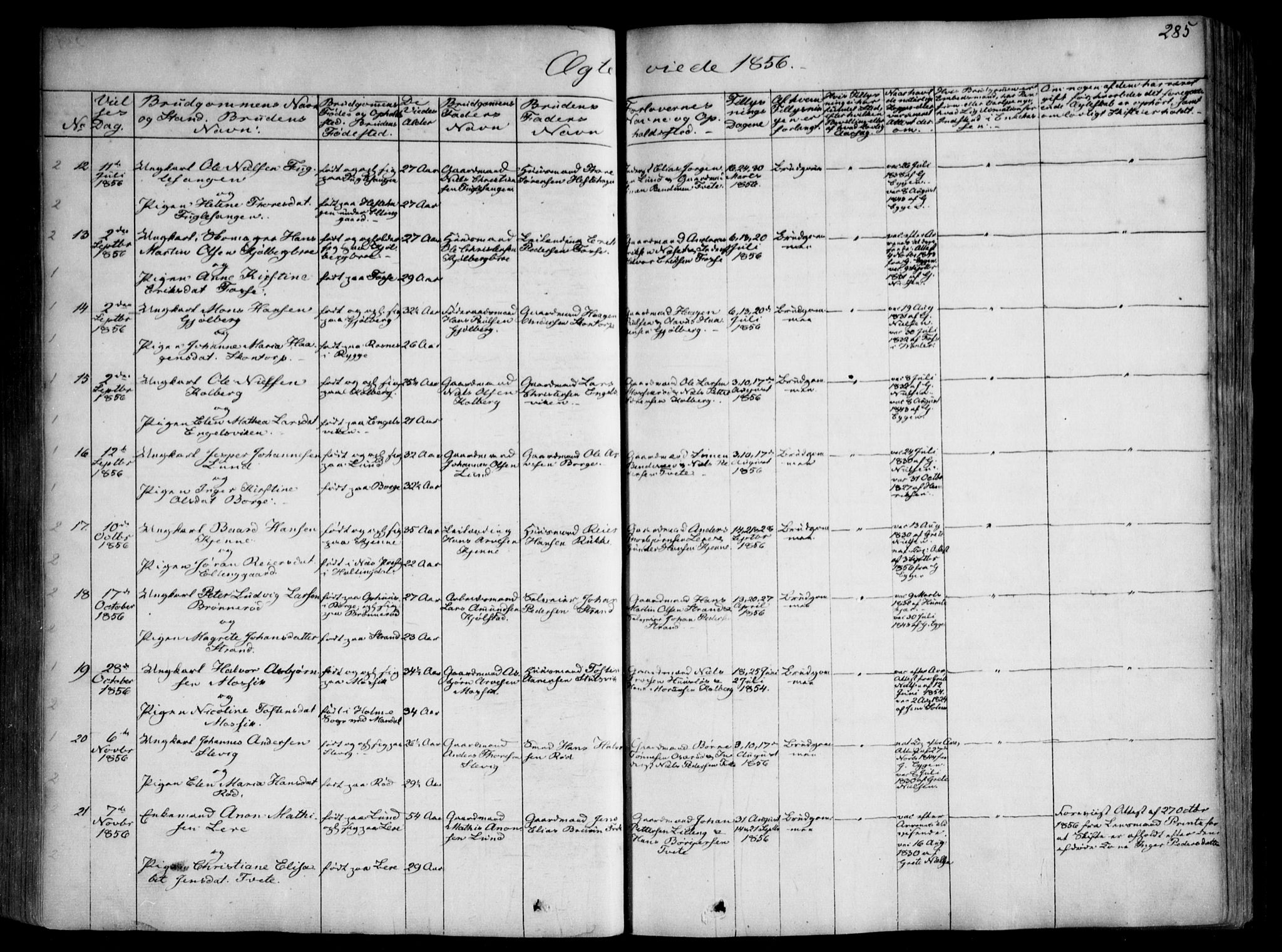 Onsøy prestekontor Kirkebøker, SAO/A-10914/F/Fa/L0003: Parish register (official) no. I 3, 1841-1860, p. 285