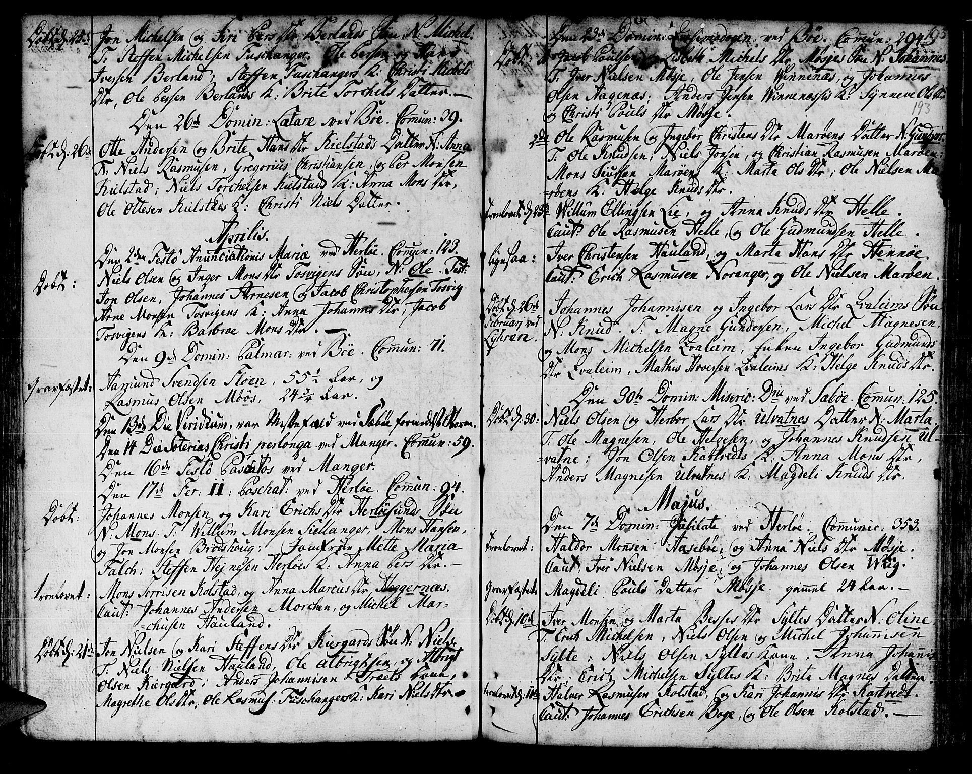 Manger sokneprestembete, AV/SAB-A-76801/H/Haa: Parish register (official) no. A 1, 1759-1791, p. 193